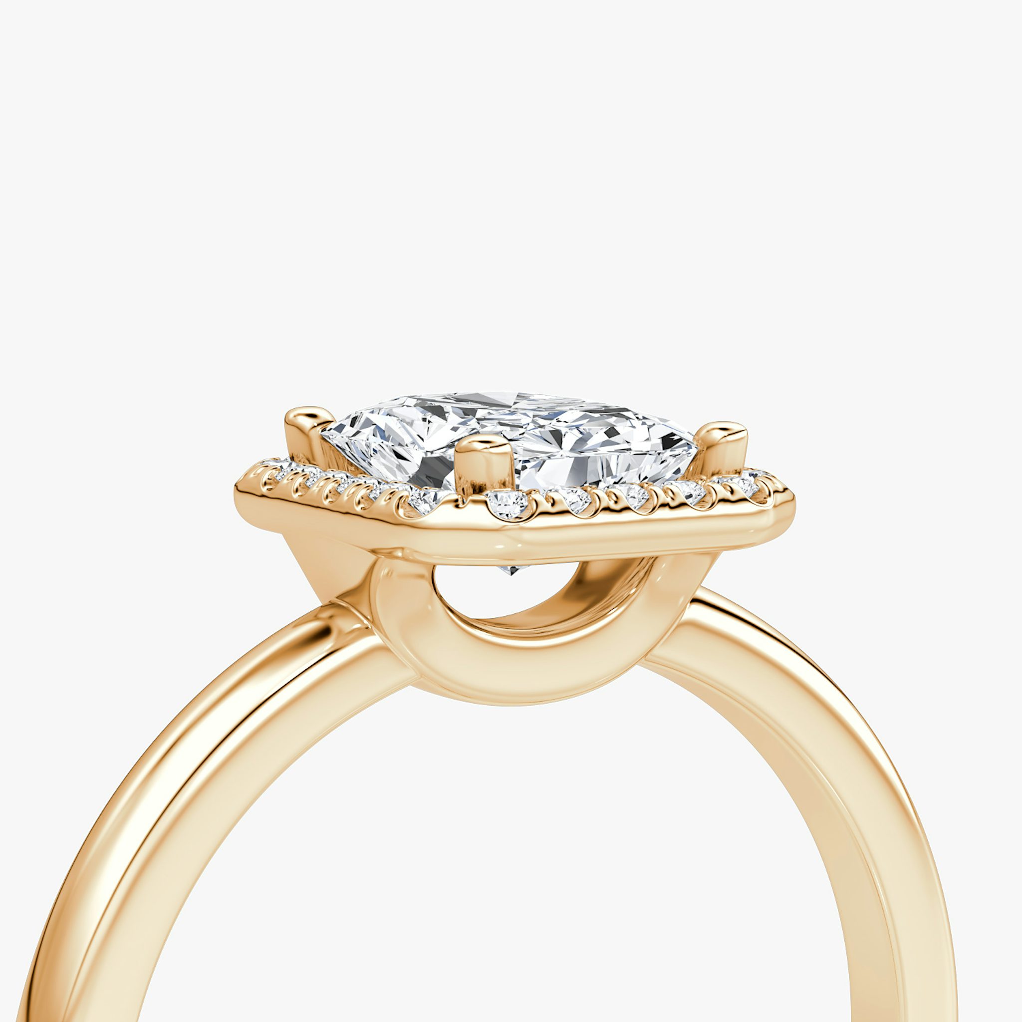 The Halo | Radiant | 14k | Rose Gold | bandAccent: Plain | haloSize: original | diamondOrientation: vertical | caratWeight: other