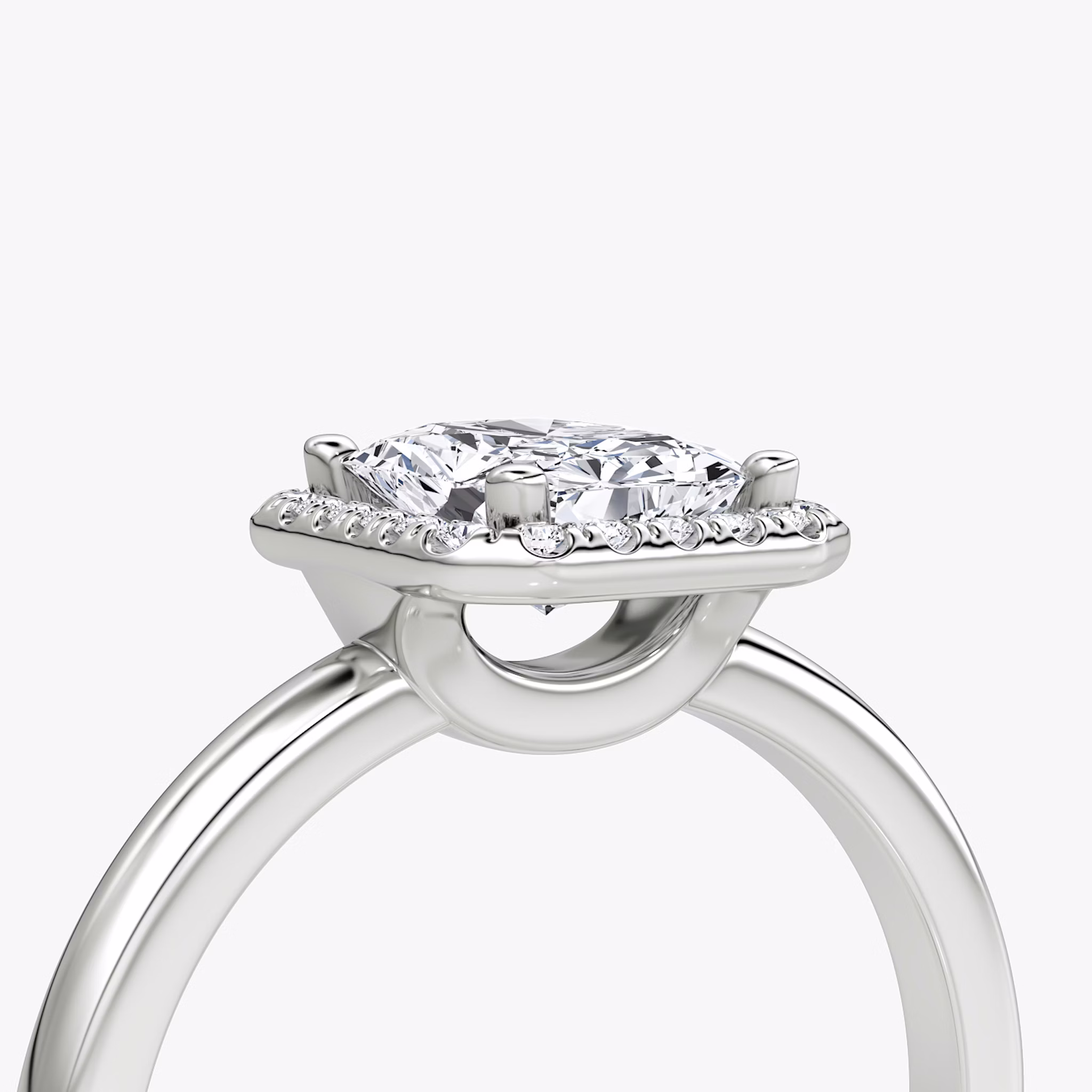 The Halo | Radiant | 18k | White Gold | bandAccent: Plain | haloSize: original | diamondOrientation: vertical | caratWeight: other