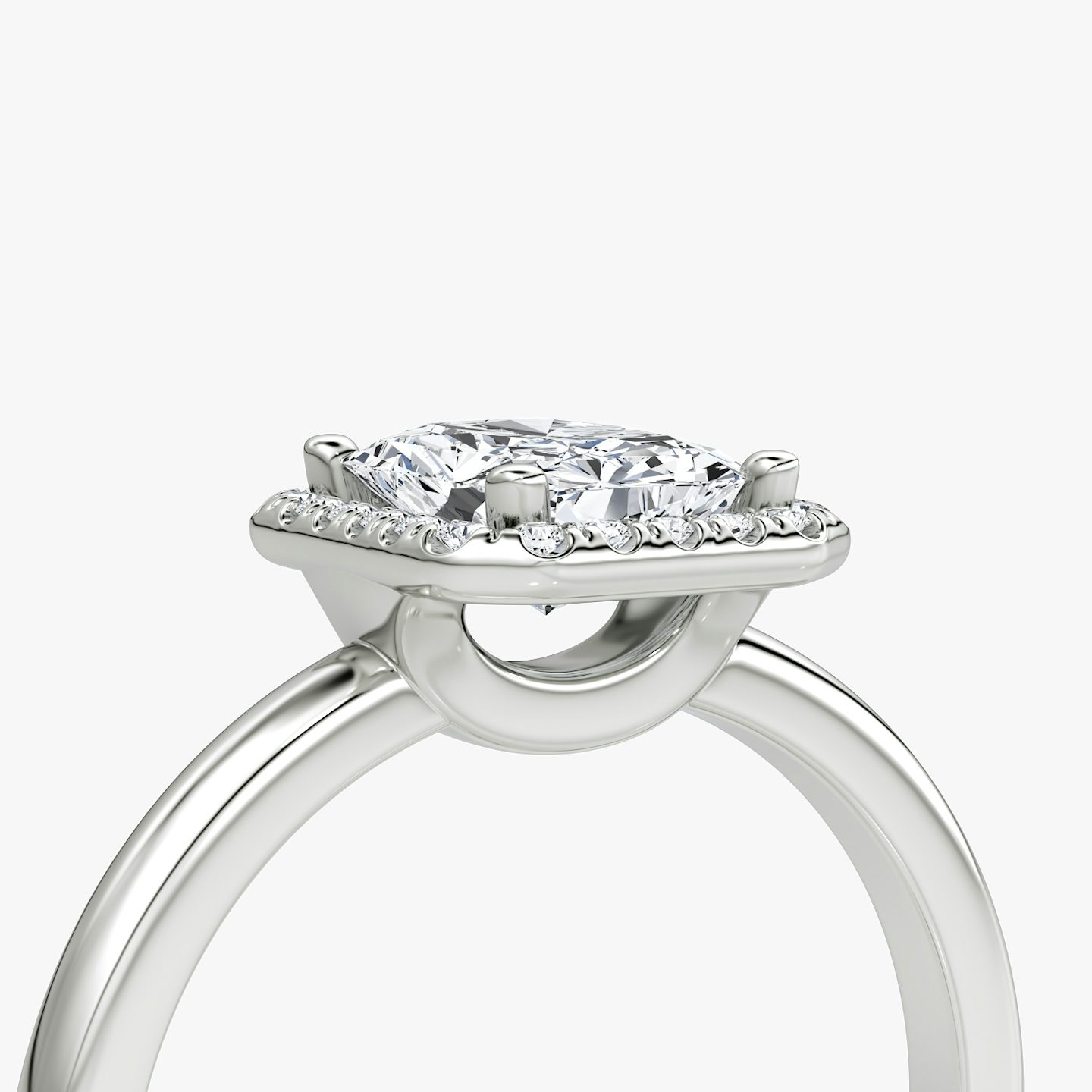 The Halo | Radiant | Platinum | bandAccent: Plain | haloSize: original | diamondOrientation: vertical | caratWeight: other