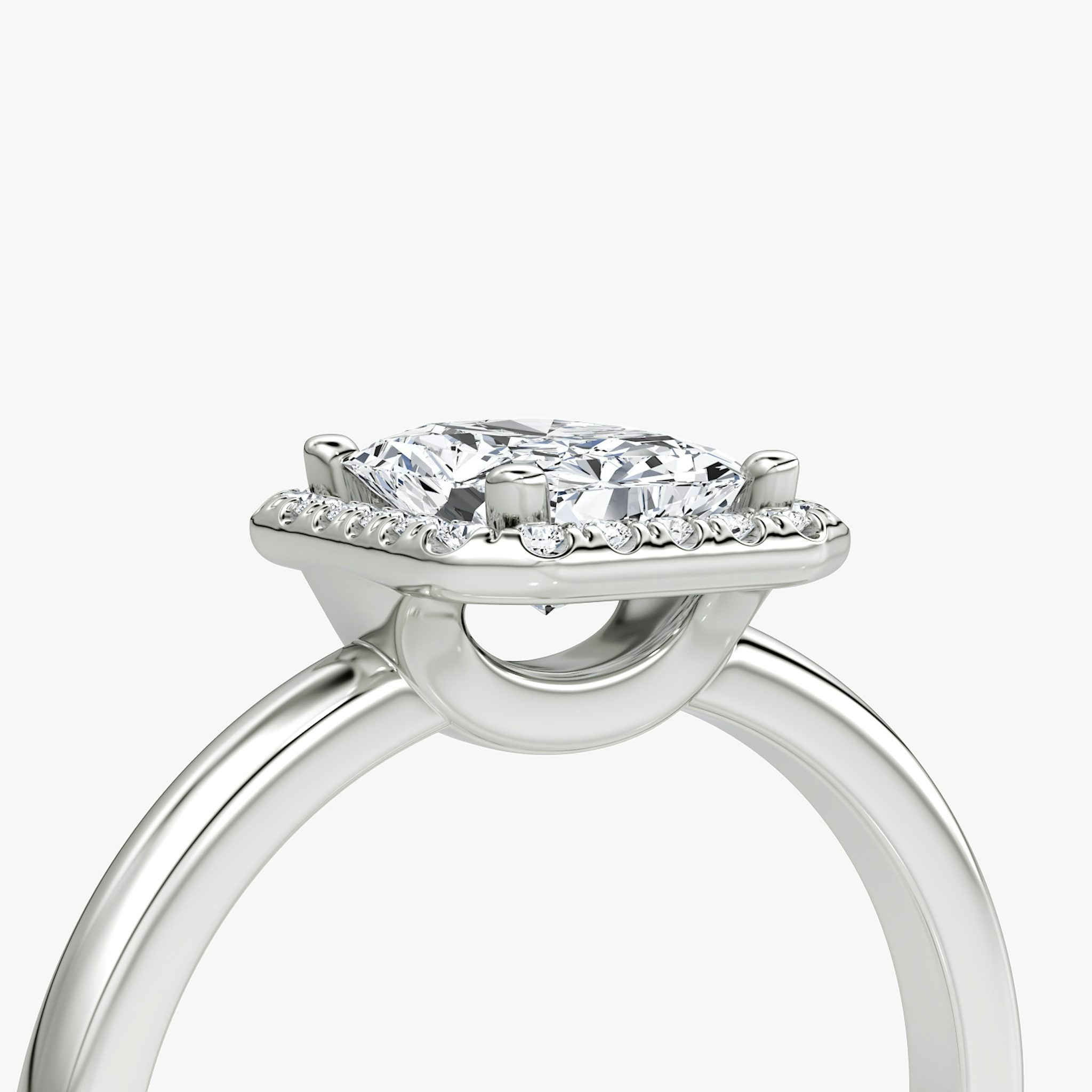 The Halo | Radiant | 18k | White Gold | bandAccent: Plain | haloSize: original | diamondOrientation: vertical | caratWeight: other