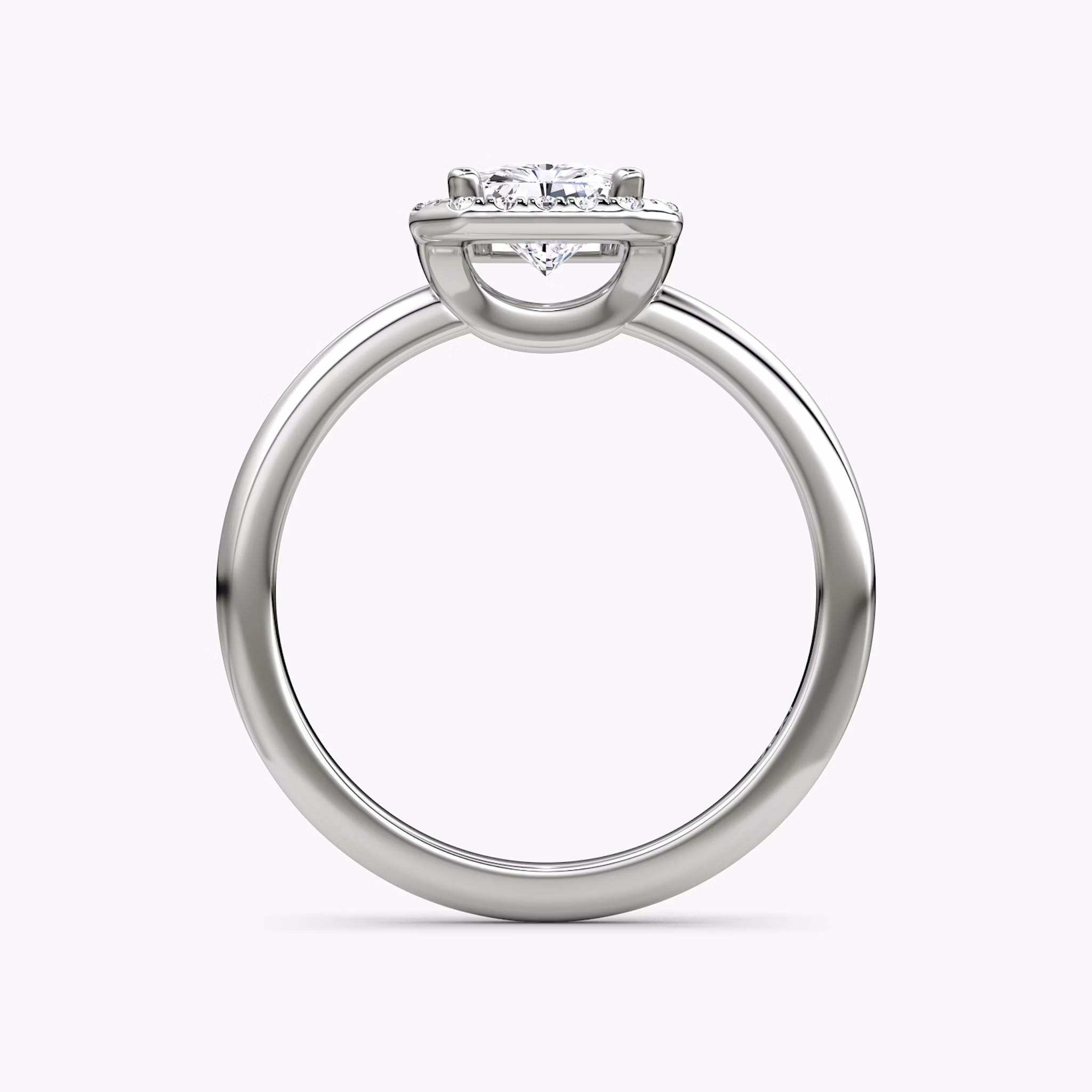 The Halo | Radiant | 18k | White Gold | bandAccent: Plain | haloSize: original | diamondOrientation: vertical | caratWeight: other