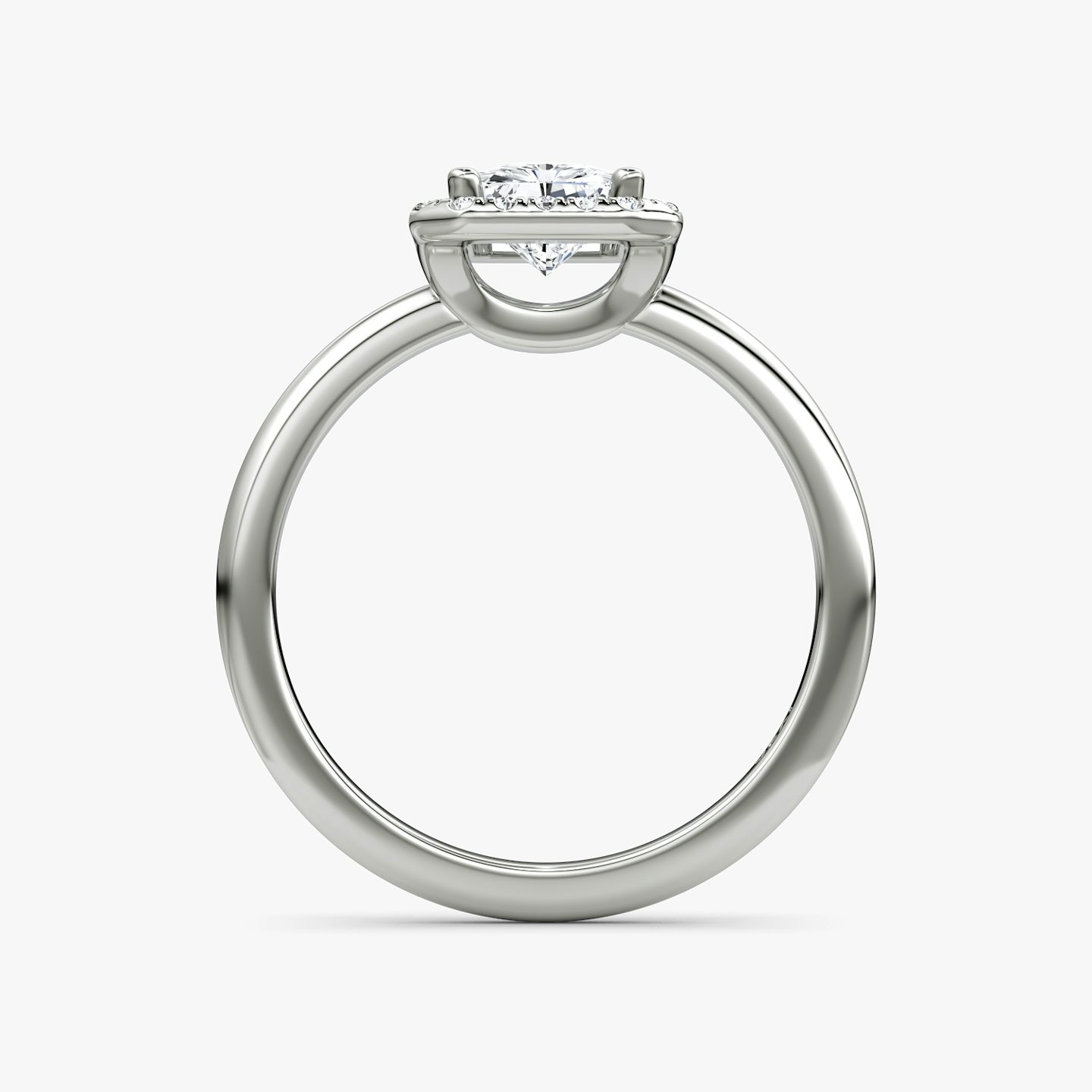 The Halo | Radiant | Platinum | bandAccent: Plain | haloSize: original | diamondOrientation: vertical | caratWeight: other