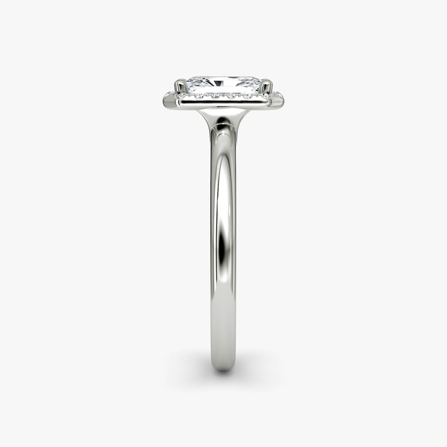 The Halo | Radiant | Platinum | bandAccent: Plain | haloSize: original | diamondOrientation: vertical | caratWeight: other