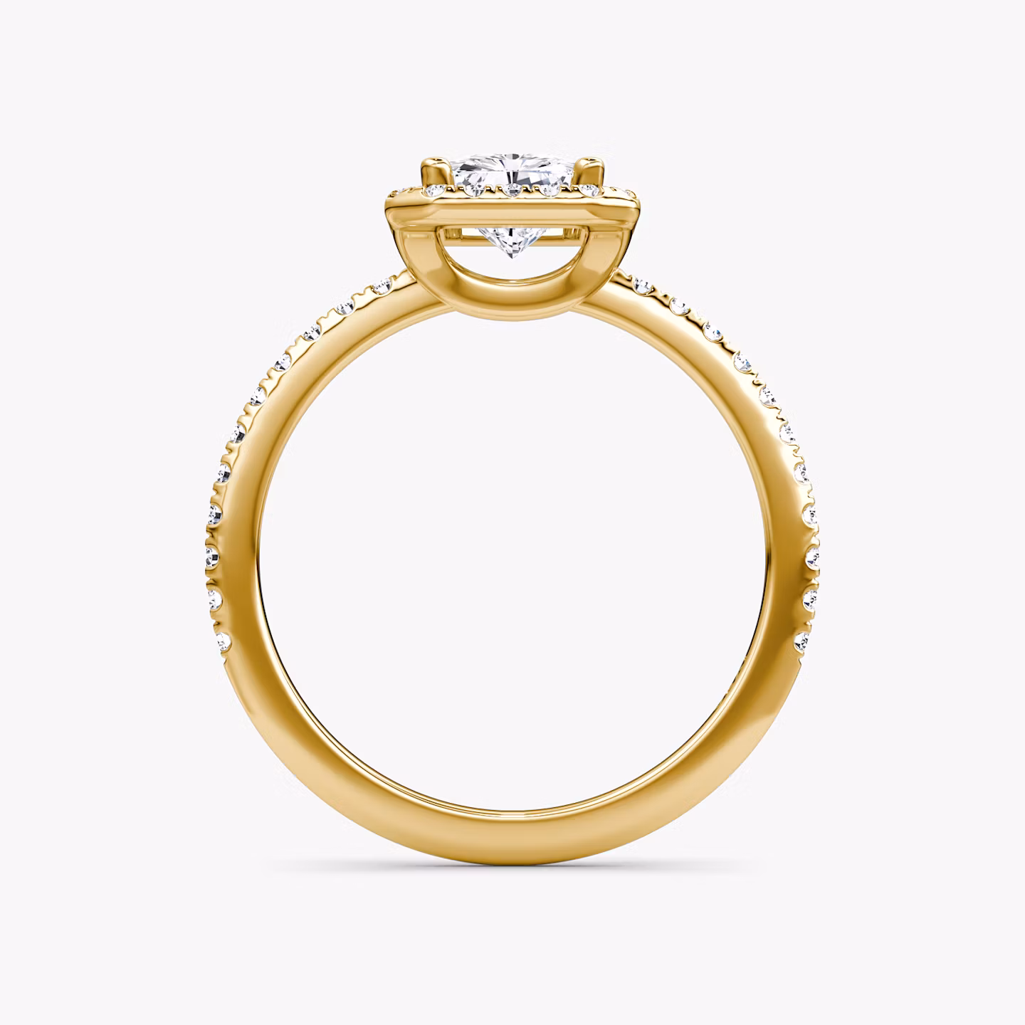 The Halo | Radiant | 18k | Yellow Gold | bandAccent: Pavé | haloSize: original | diamondOrientation: vertical | caratWeight: other