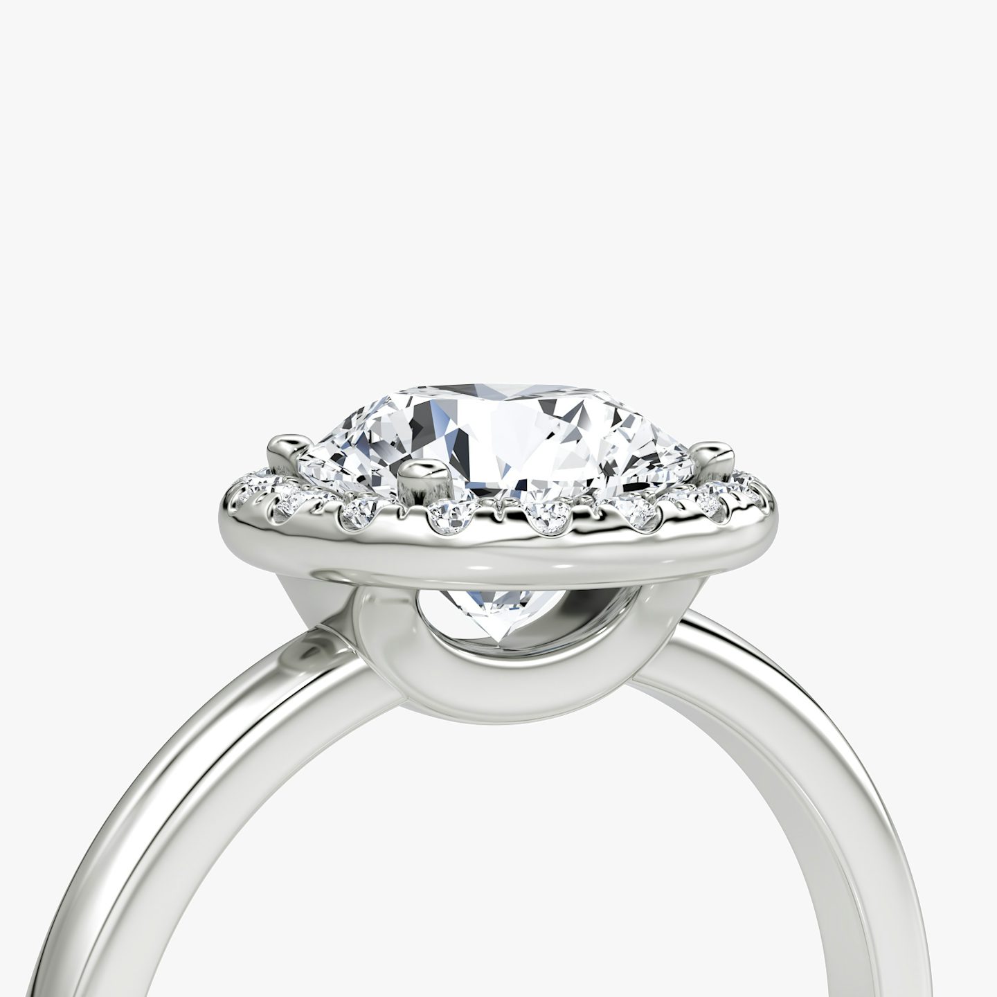 The Halo | Round Brilliant | 18k | White Gold | bandAccent: Plain | caratWeight: 1.0ct | haloSize: original | diamondOrientation: vertical