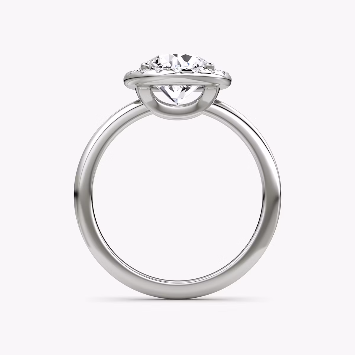 The Halo | Round Brilliant | 18k | White Gold | bandAccent: Plain | caratWeight: 1.5ct | haloSize: original | diamondOrientation: vertical