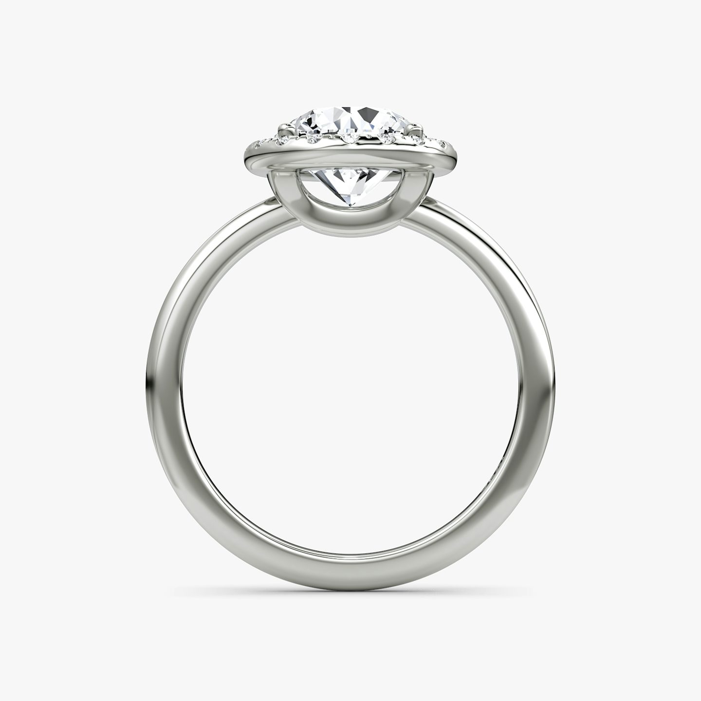 The Halo | Round Brilliant | 18k | White Gold | bandAccent: Plain | caratWeight: 1.0ct | haloSize: original | diamondOrientation: vertical