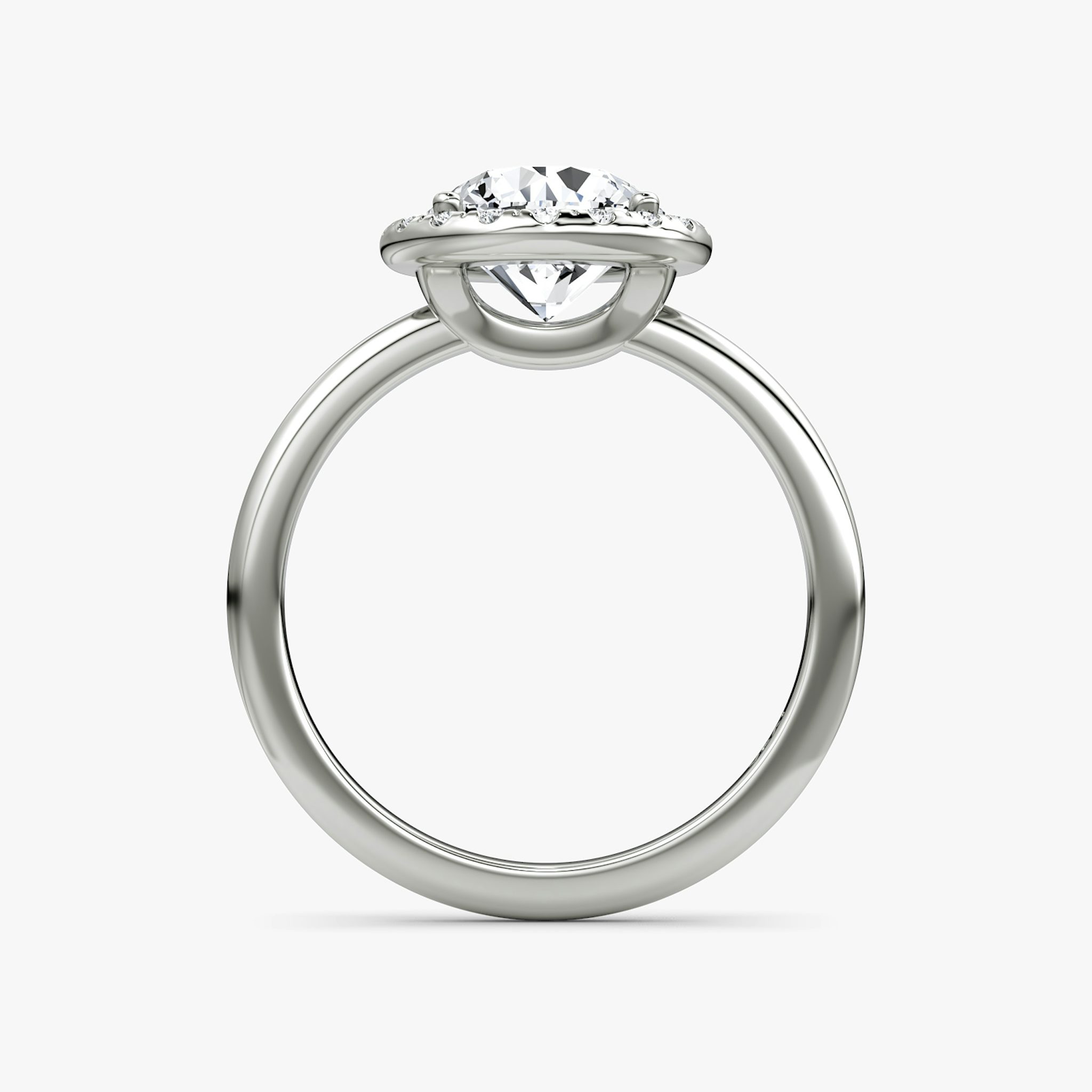 The Halo | Round Brilliant | 18k | White Gold | bandAccent: Plain | caratWeight: other | haloSize: original | diamondOrientation: vertical