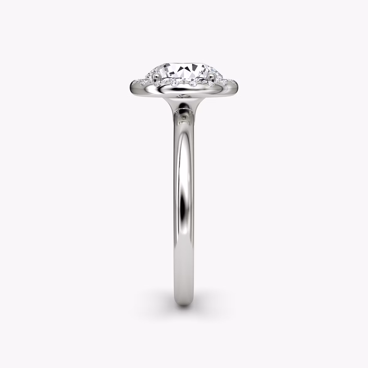 The Halo | Round Brilliant | 18k | White Gold | bandAccent: Plain | caratWeight: 1.5ct | haloSize: original | diamondOrientation: vertical