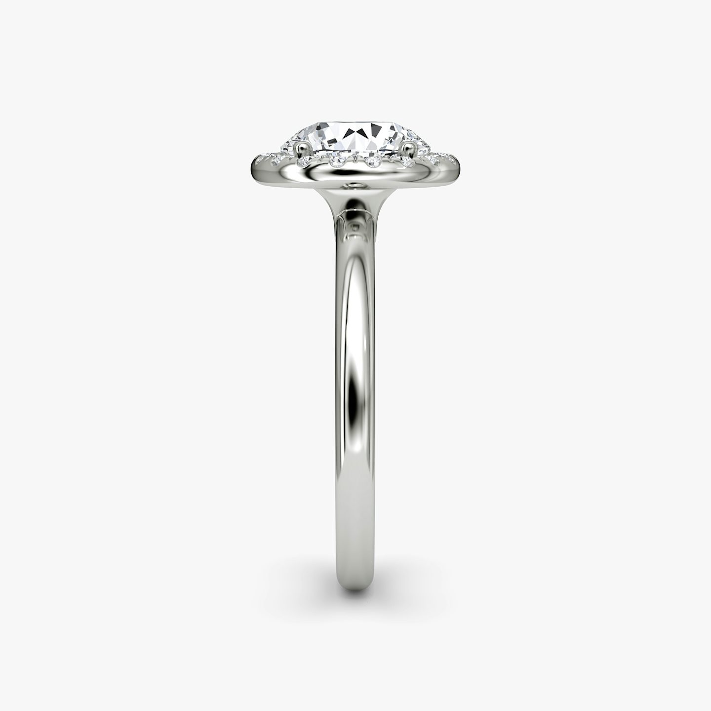 The Halo | Round Brilliant | 18k | White Gold | bandAccent: Plain | caratWeight: 1.0ct | haloSize: original | diamondOrientation: vertical