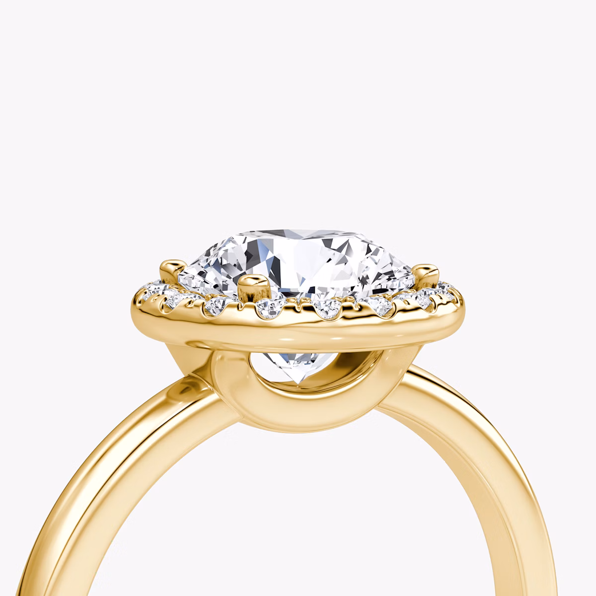 The Halo | Round Brilliant | 18k | Yellow Gold | bandAccent: Plain | caratWeight: other | haloSize: original | diamondOrientation: vertical