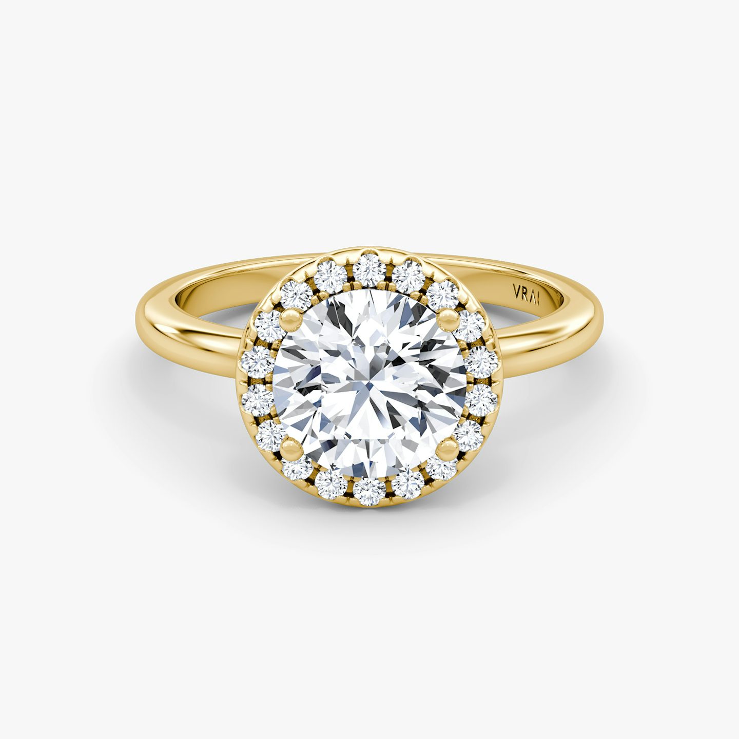 Halo | Rund | 18k | Gelbgold | bandAccent: Ohne Pavé-Besatz | caratWeight: 2.0ct | haloSize: original | diamondOrientation: vertical