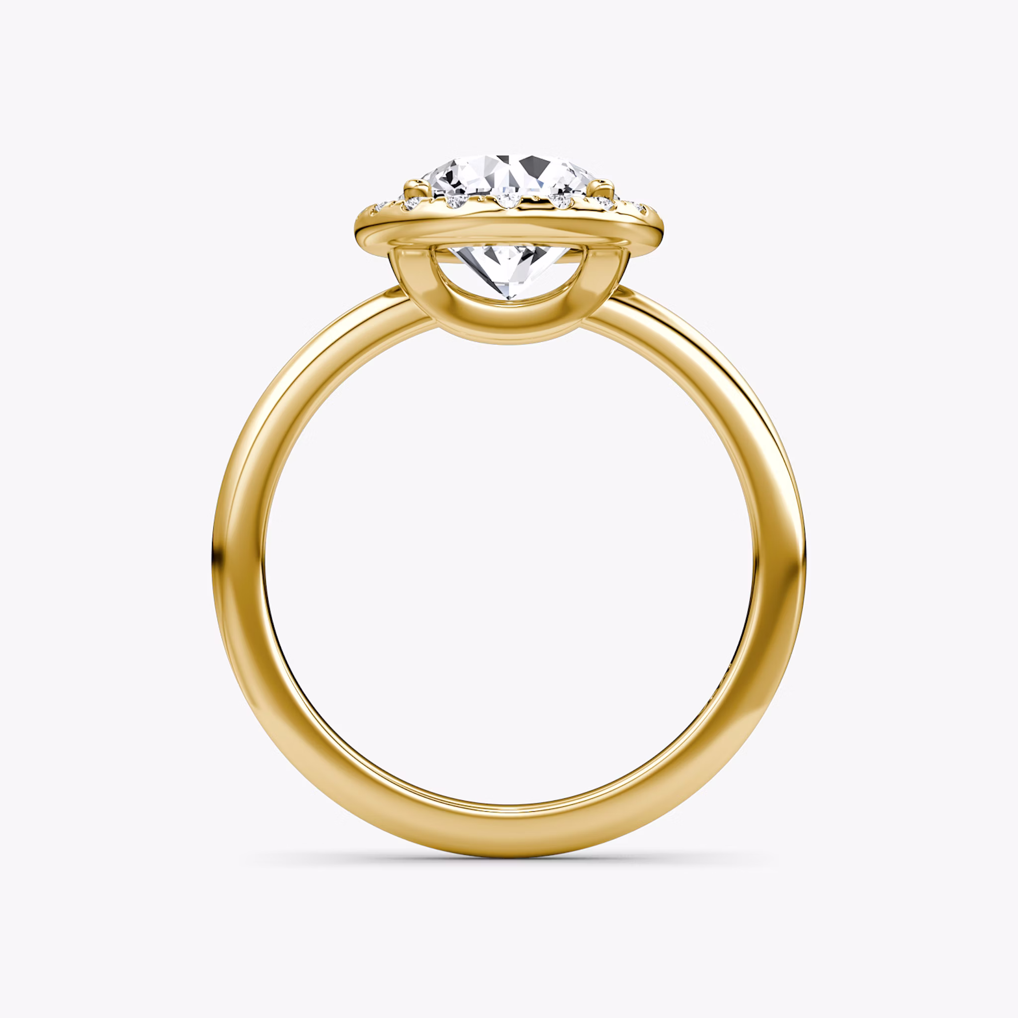 The Halo | Round Brilliant | 18k | Yellow Gold | bandAccent: Plain | caratWeight: other | haloSize: original | diamondOrientation: vertical