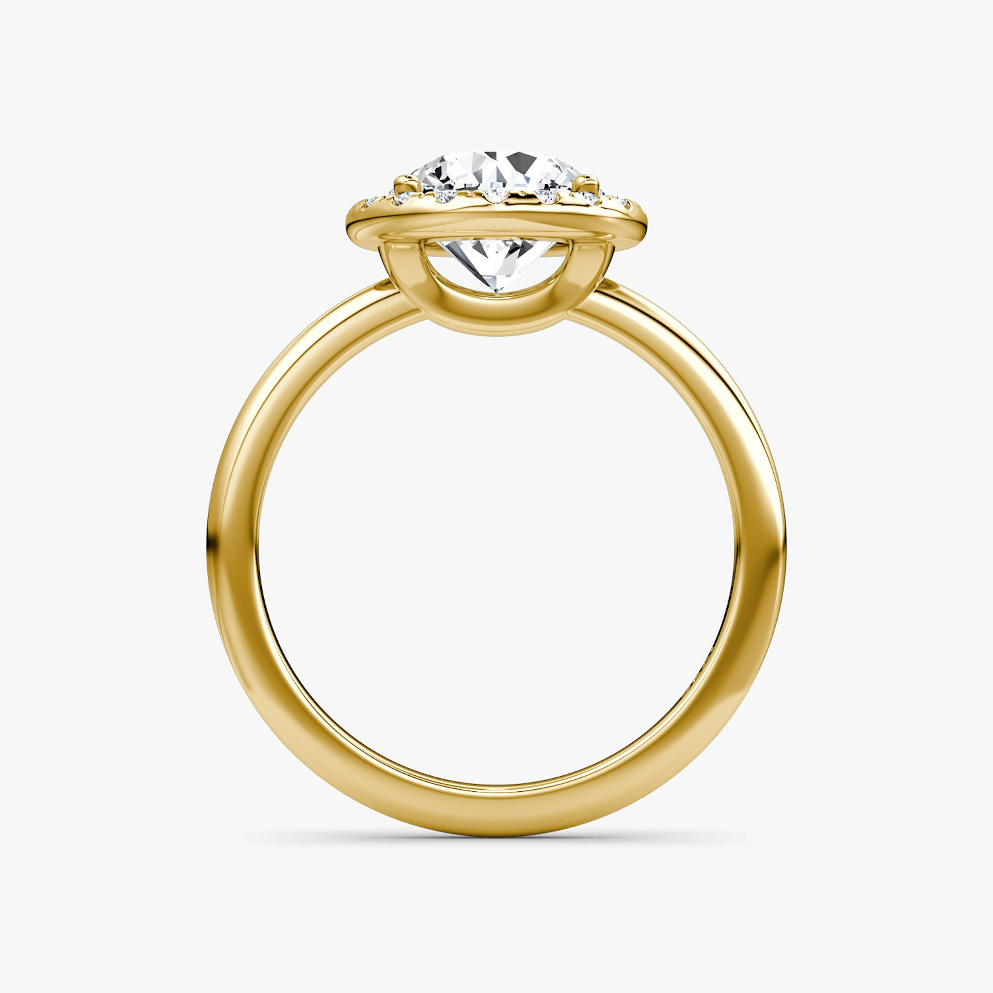 The Halo | Round Brilliant | 18k | Yellow Gold | bandAccent: Plain | caratWeight: other | haloSize: original | diamondOrientation: vertical