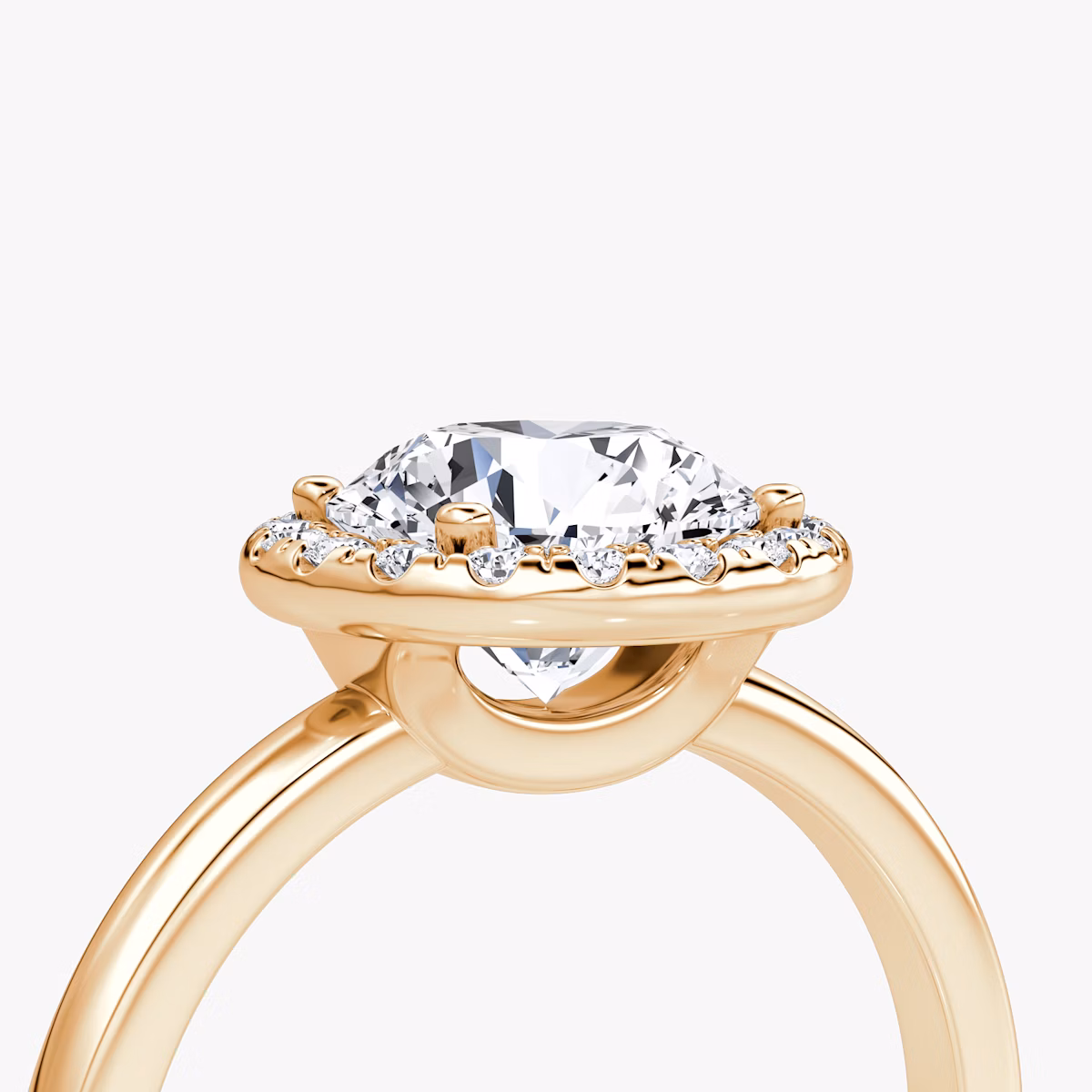 The Halo | Round Brilliant | 14k | Rose Gold | bandAccent: Plain | caratWeight: 1.5ct | haloSize: original | diamondOrientation: vertical