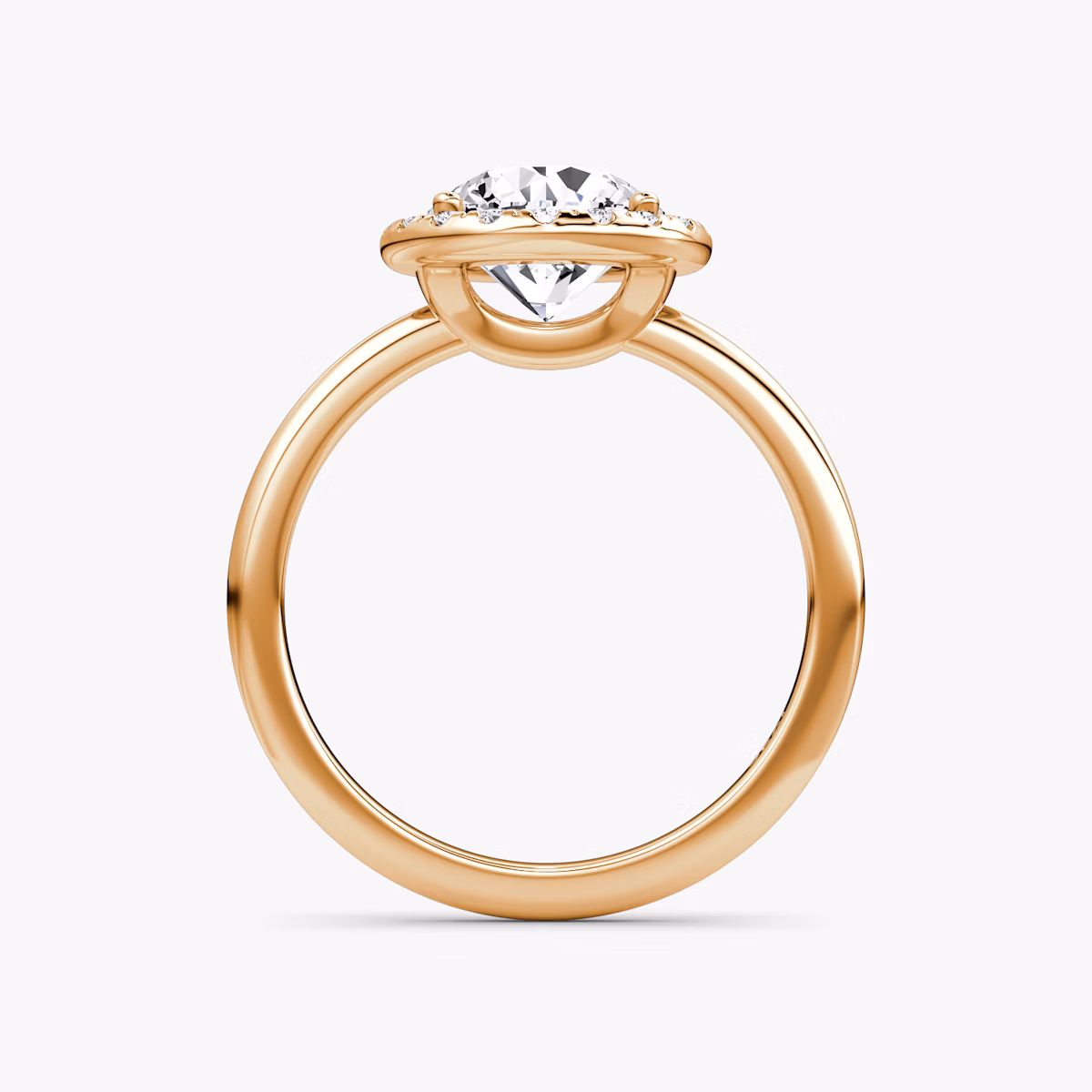 The Halo | Round Brilliant | 14k | Rose Gold | bandAccent: Plain | caratWeight: 1.5ct | haloSize: original | diamondOrientation: vertical