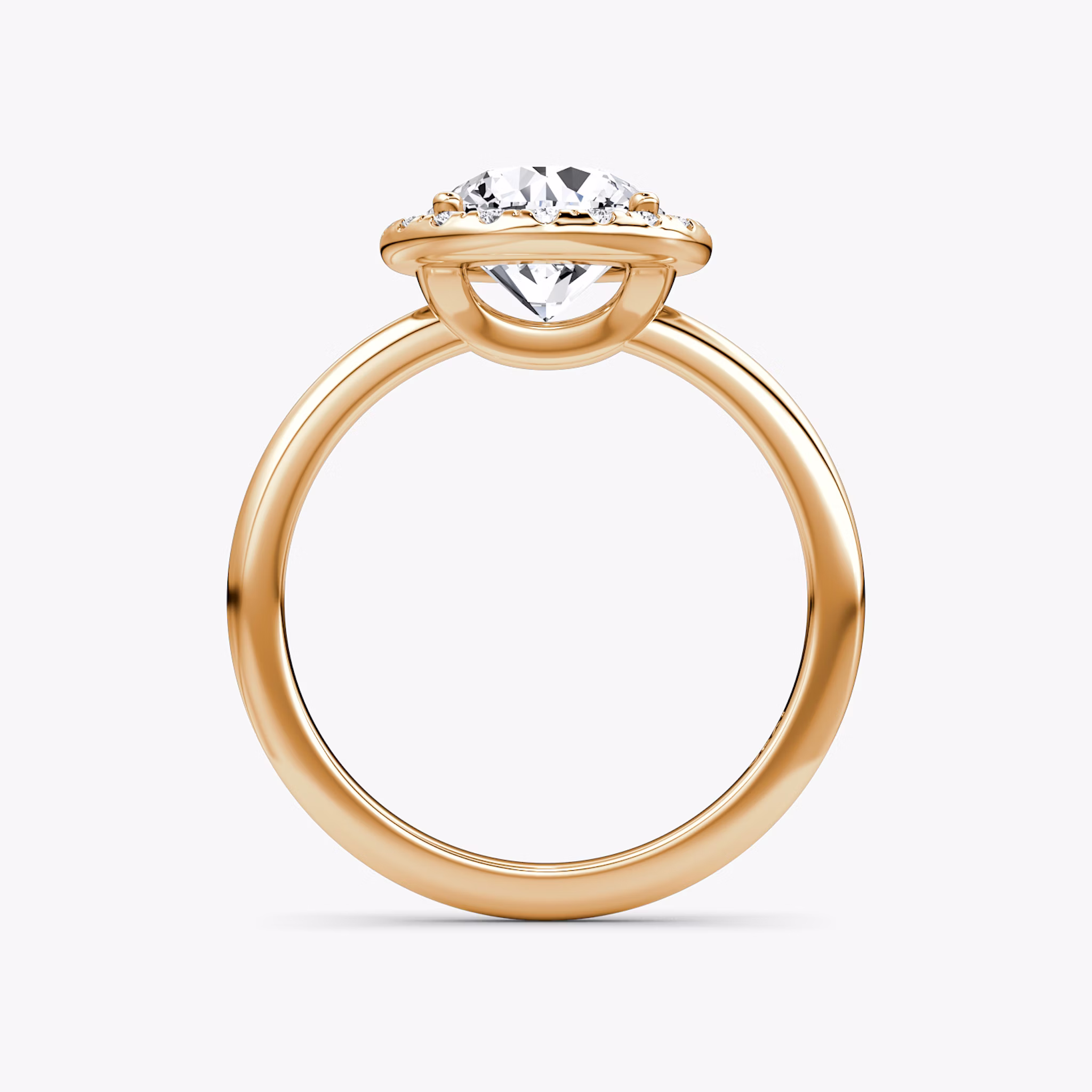 The Halo | Round Brilliant | 14k | Rose Gold | bandAccent: Plain | caratWeight: other | haloSize: original | diamondOrientation: vertical