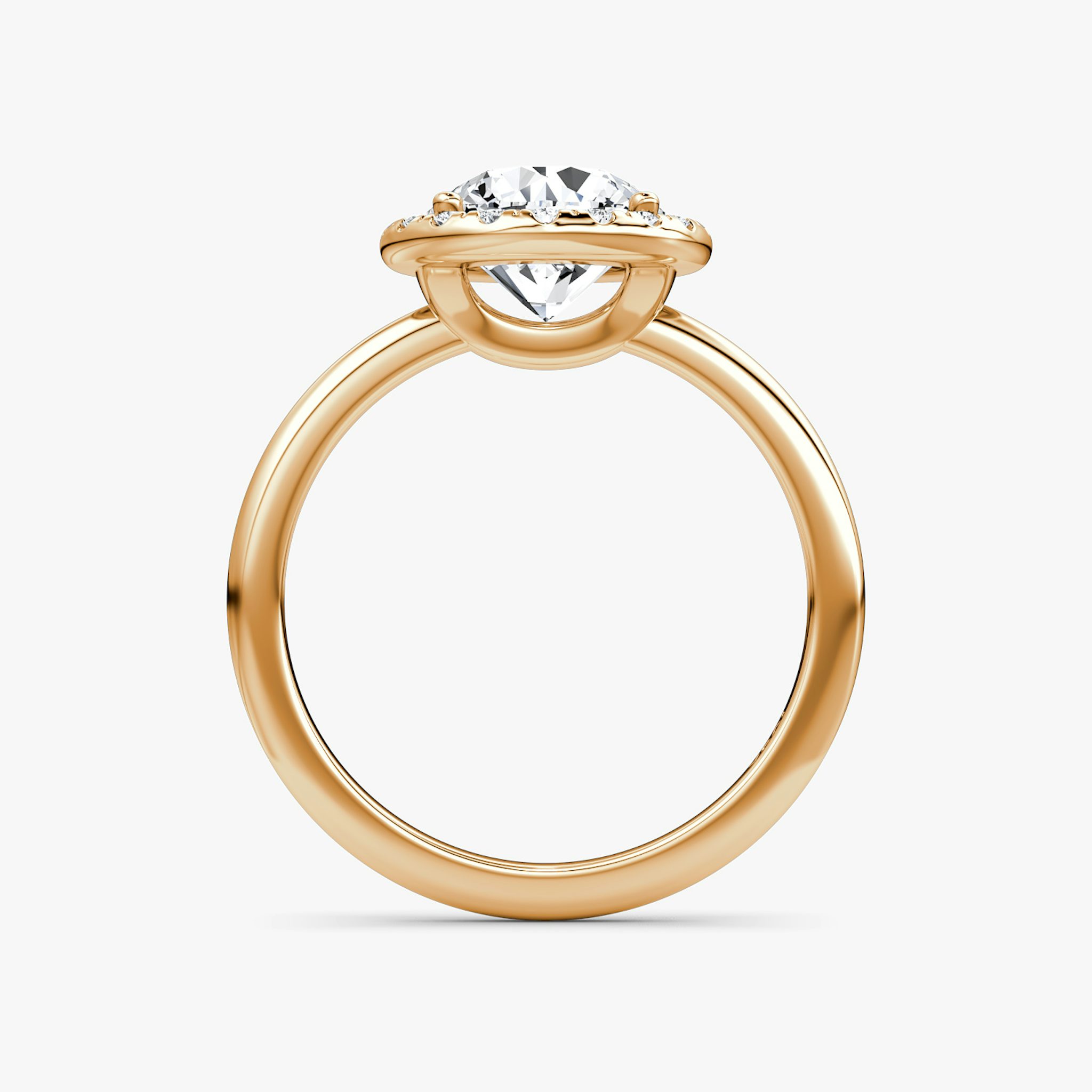 The Halo | Round Brilliant | 14k | Rose Gold | bandAccent: Plain | caratWeight: other | haloSize: original | diamondOrientation: vertical