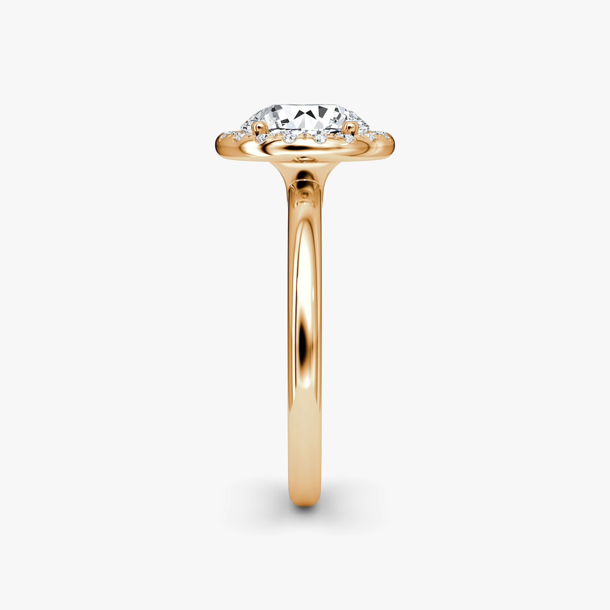 The Halo | Round Brilliant | 14k | Rose Gold | bandAccent: Plain | caratWeight: other | haloSize: original | diamondOrientation: vertical