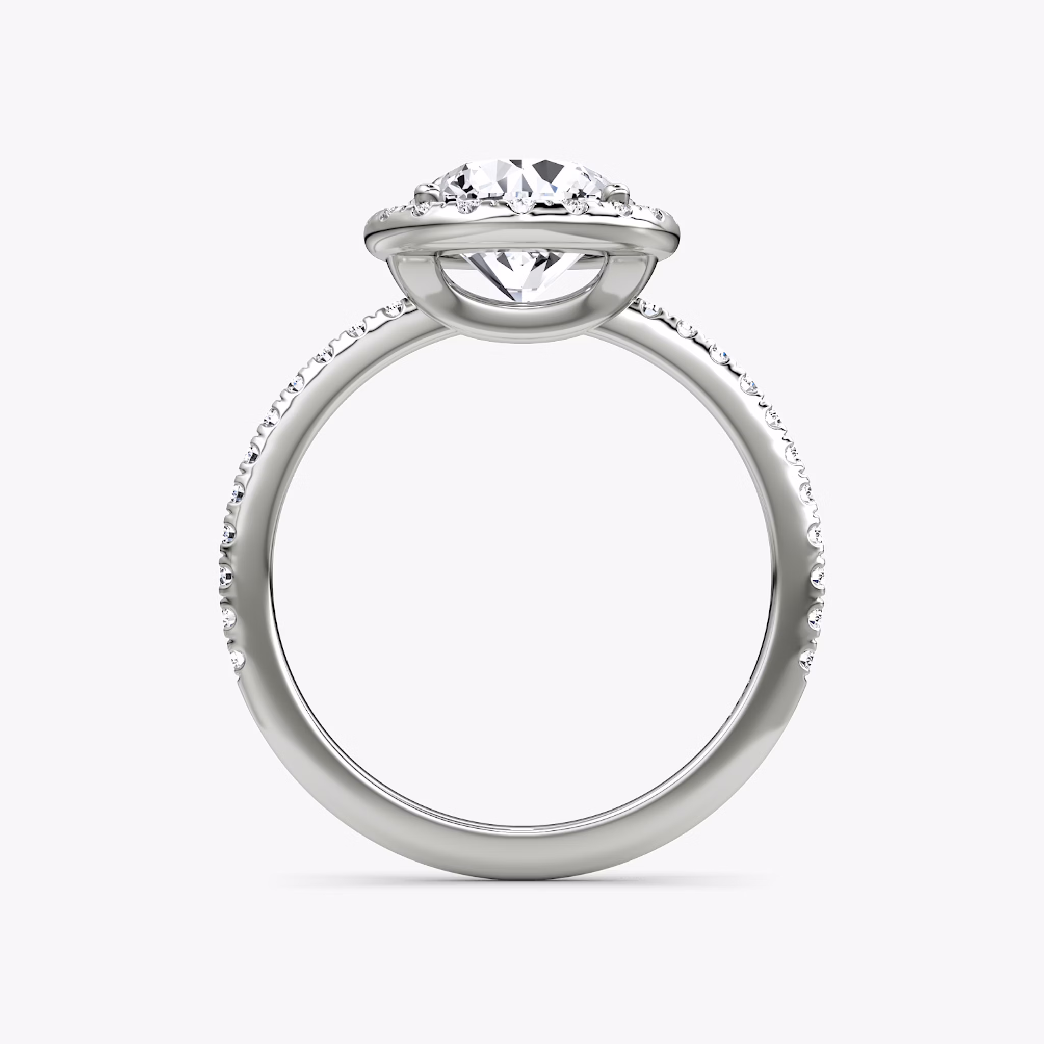 Anillo de compromiso Halo | Brillante | Platino | bandAccent: Pavé | caratWeight: other | haloSize: original | diamondOrientation: vertical
