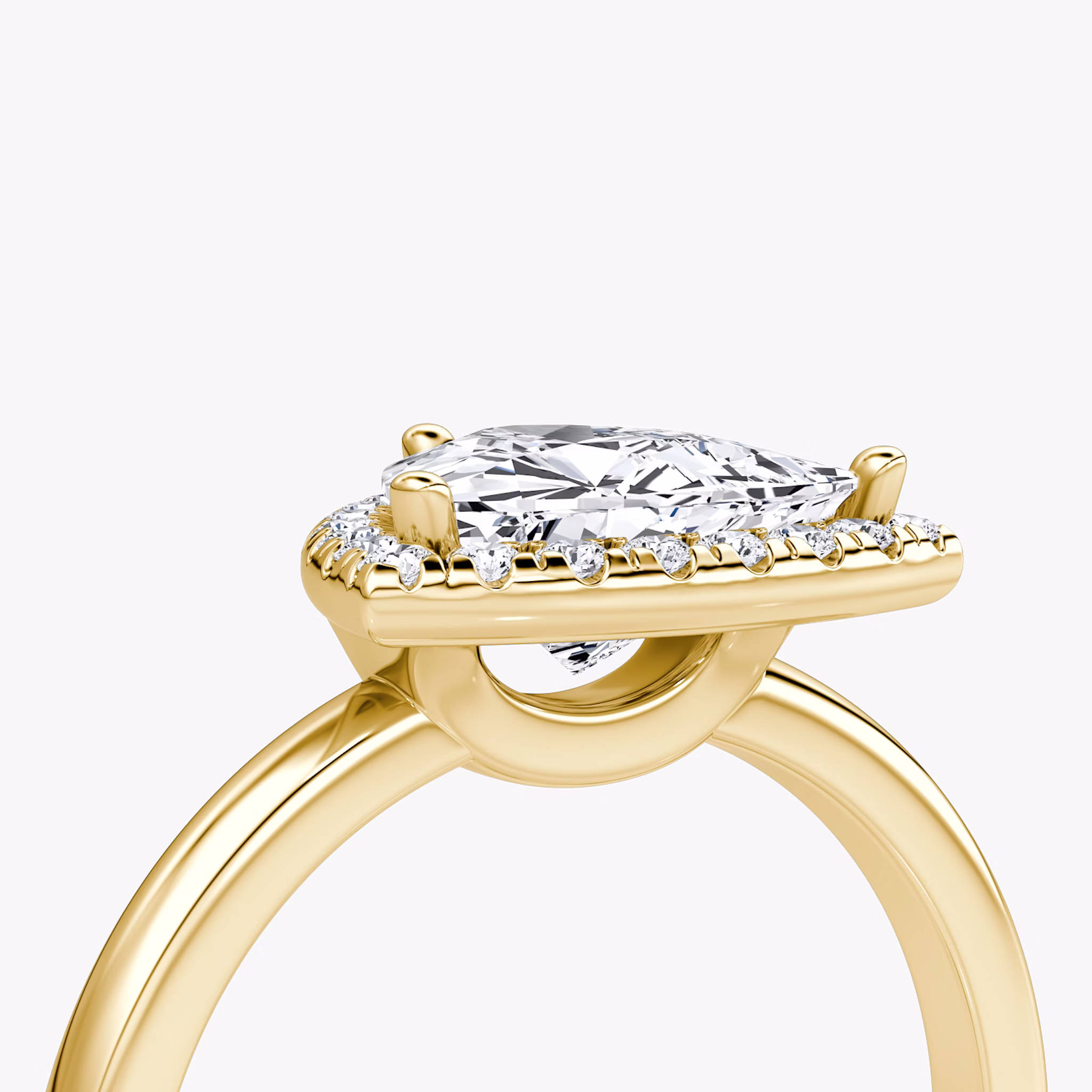 The Halo | Trillion | 18k | Yellow Gold | bandAccent: Plain | haloSize: original | diamondOrientation: vertical | caratWeight: other