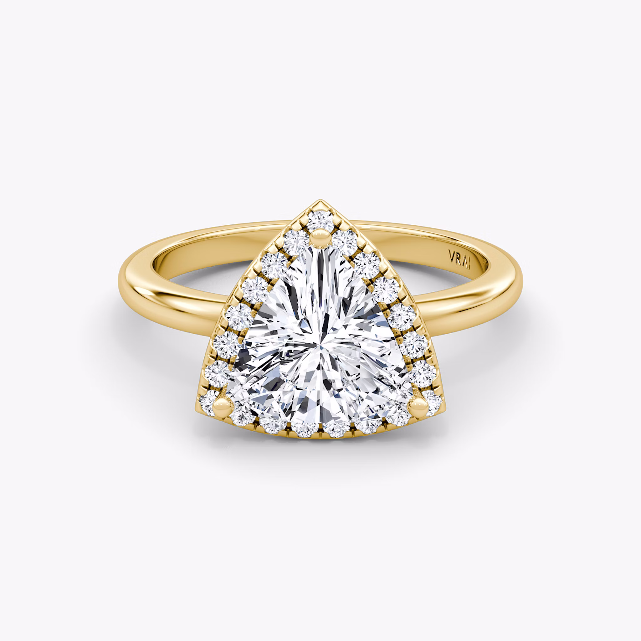 The Halo | Trillion | 18k | Yellow Gold | bandAccent: Plain | haloSize: original | diamondOrientation: vertical | caratWeight: other