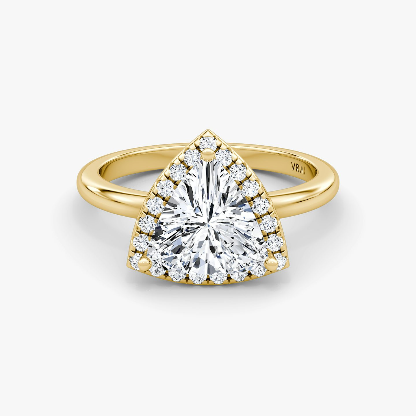 The Halo | Trillion | 18k | Yellow Gold | bandAccent: Plain | haloSize: original | diamondOrientation: vertical | caratWeight: other
