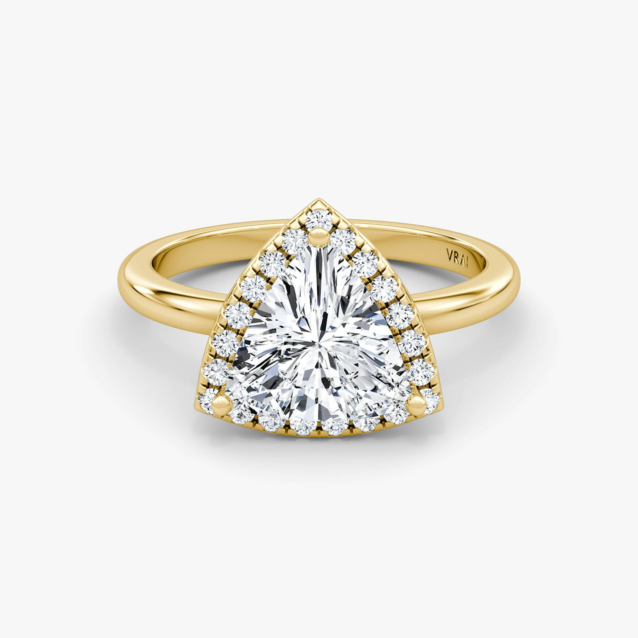 The Halo | Trillion | 18k | Yellow Gold | bandAccent: Plain | haloSize: original | diamondOrientation: vertical | caratWeight: other