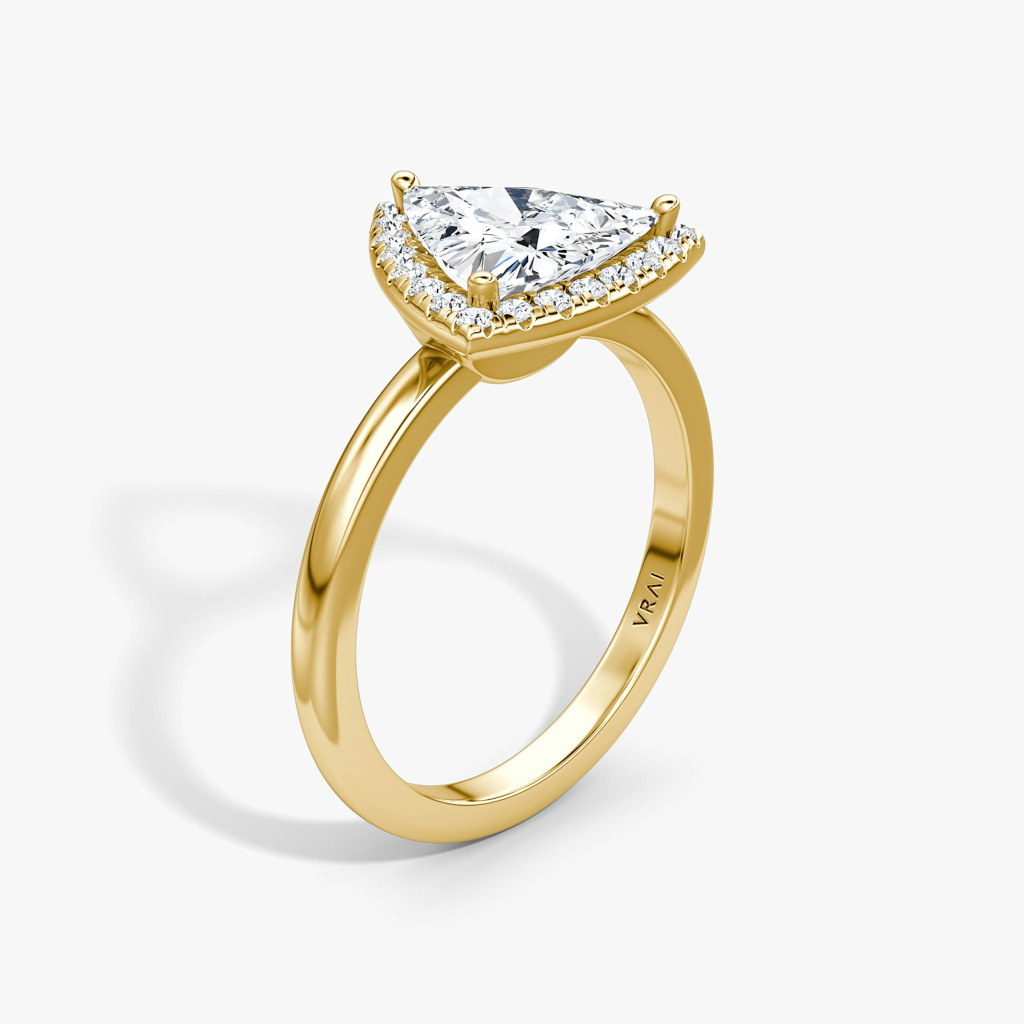 The Halo | Trillion | 18k | Yellow Gold | bandAccent: Plain | haloSize: original | diamondOrientation: vertical | caratWeight: other