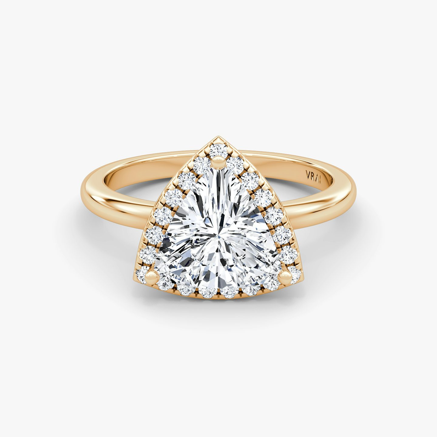 The Halo | Trillion | 14k | Rose Gold | bandAccent: Plain | haloSize: original | diamondOrientation: vertical | caratWeight: other