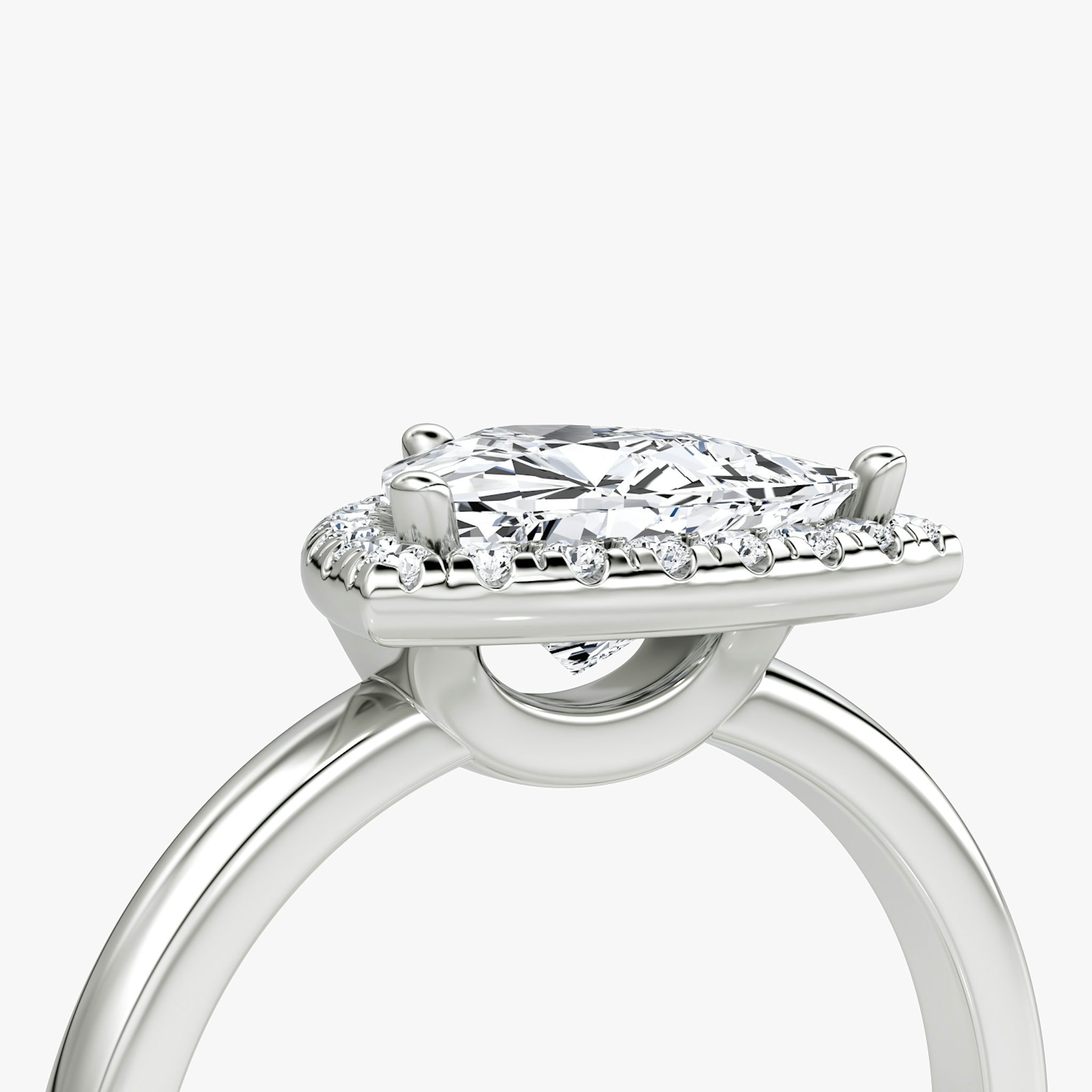 The Halo | Trillion | 18k | White Gold | bandAccent: Plain | haloSize: original | diamondOrientation: vertical | caratWeight: other
