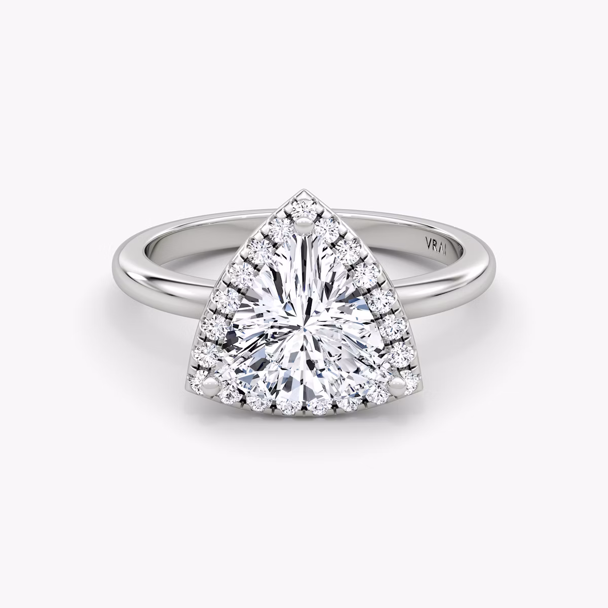 The Halo | Trillion | 18k | White Gold | bandAccent: Plain | haloSize: original | diamondOrientation: vertical | caratWeight: other