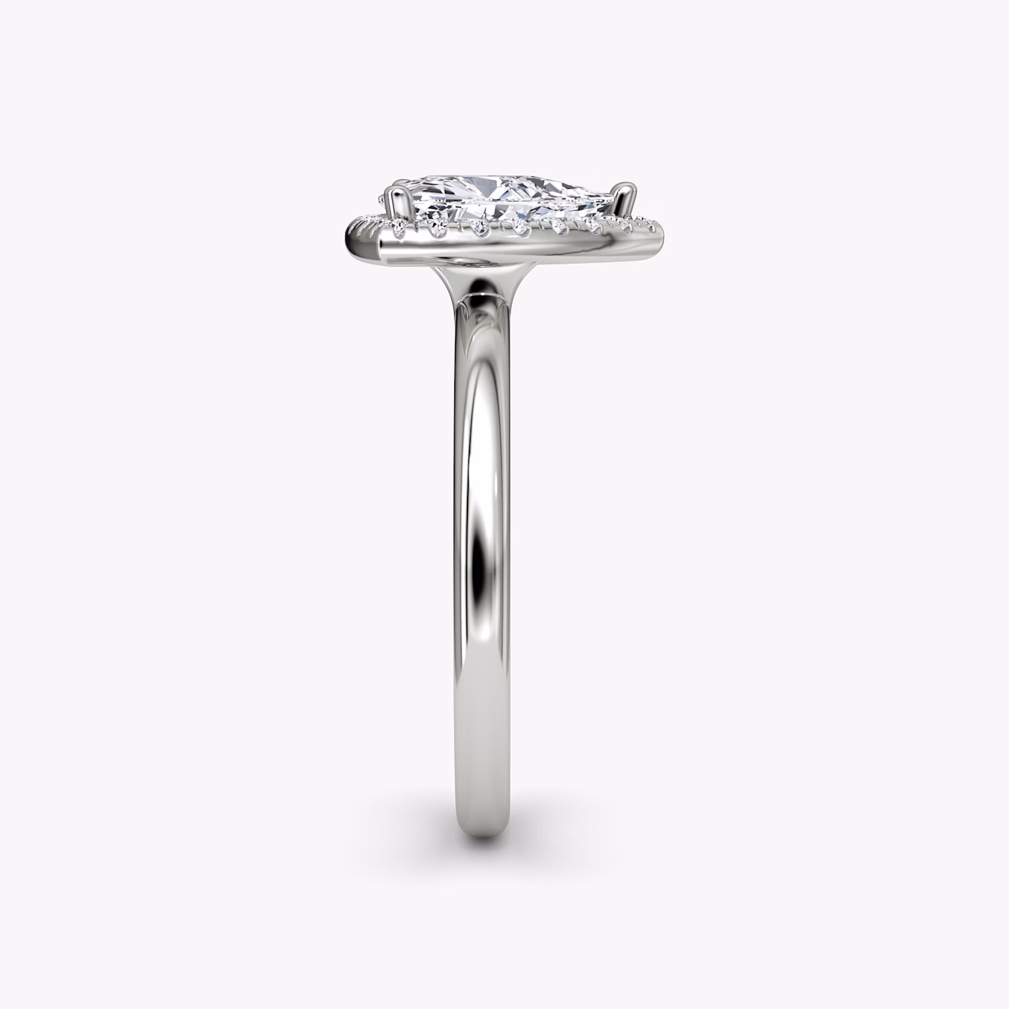 The Halo | Trillion | 18k | White Gold | bandAccent: Plain | haloSize: original | diamondOrientation: vertical | caratWeight: other