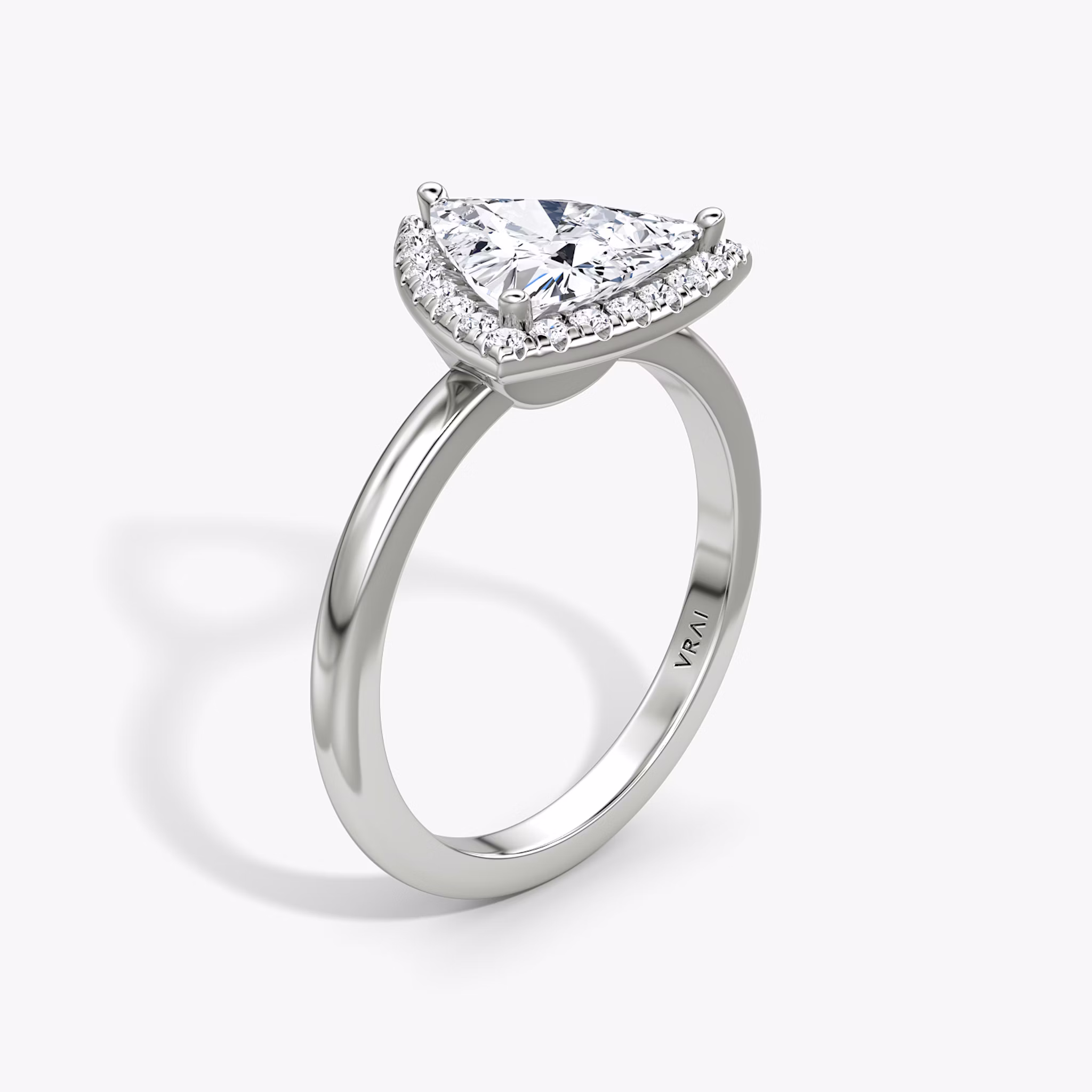 The Halo | Trillion | 18k | White Gold | bandAccent: Plain | haloSize: original | diamondOrientation: vertical | caratWeight: other
