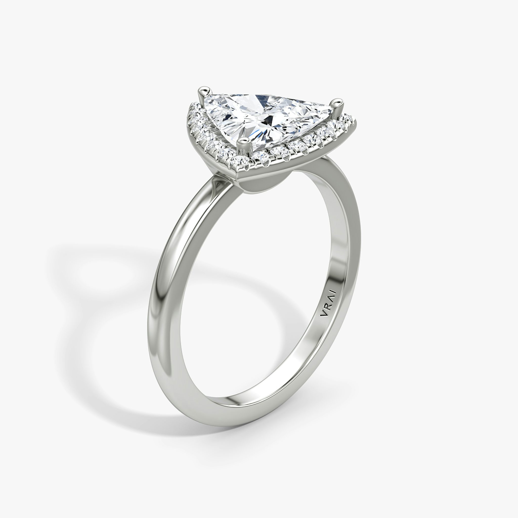 The Halo | Trillion | 18k | White Gold | bandAccent: Plain | haloSize: original | diamondOrientation: vertical | caratWeight: other