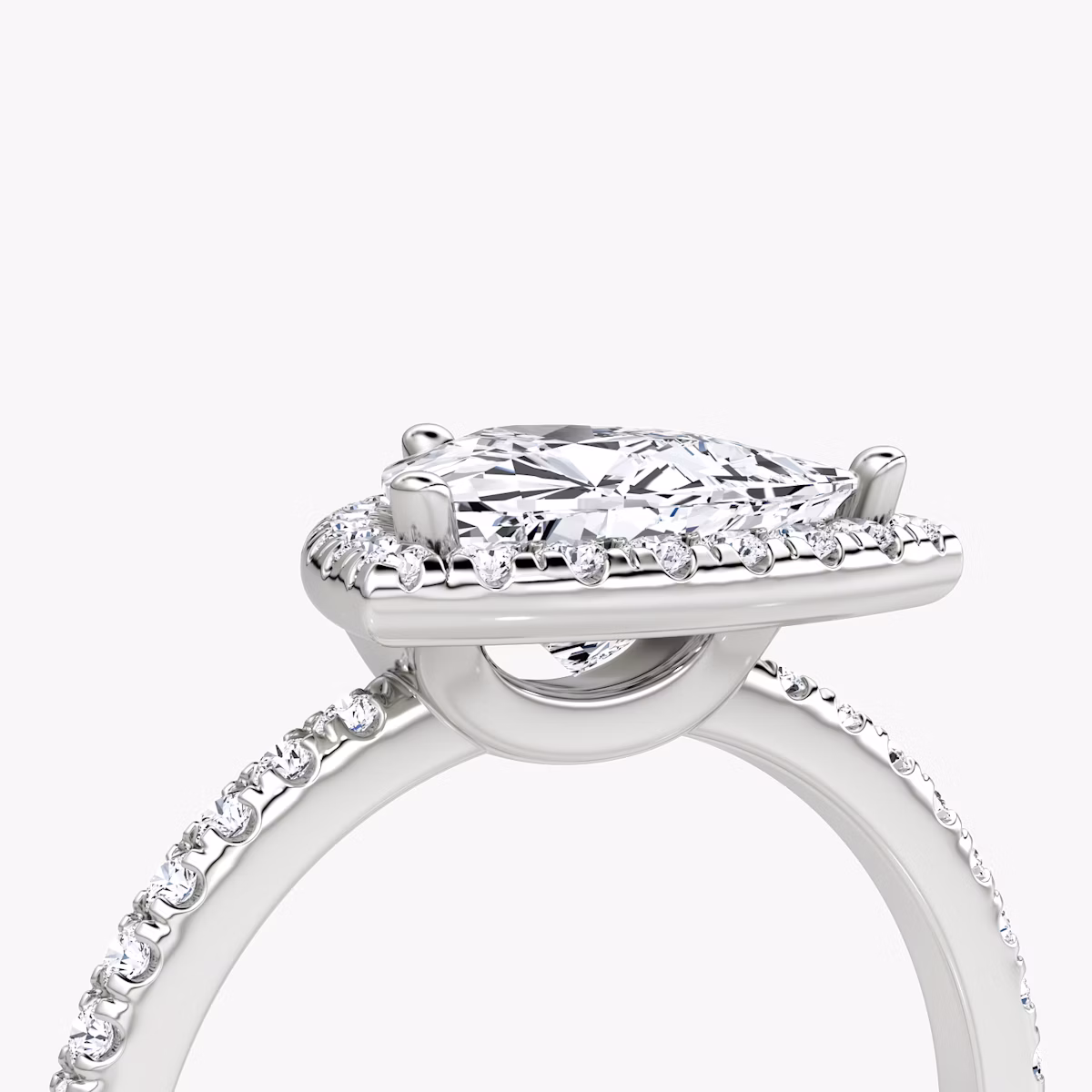 The Halo | Trillion | 18k | White Gold | bandAccent: Pavé | haloSize: original | diamondOrientation: vertical | caratWeight: other