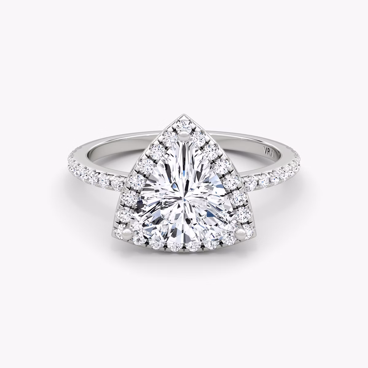 The Halo | Trillion | 18k | White Gold | bandAccent: Pavé | haloSize: original | diamondOrientation: vertical | caratWeight: other