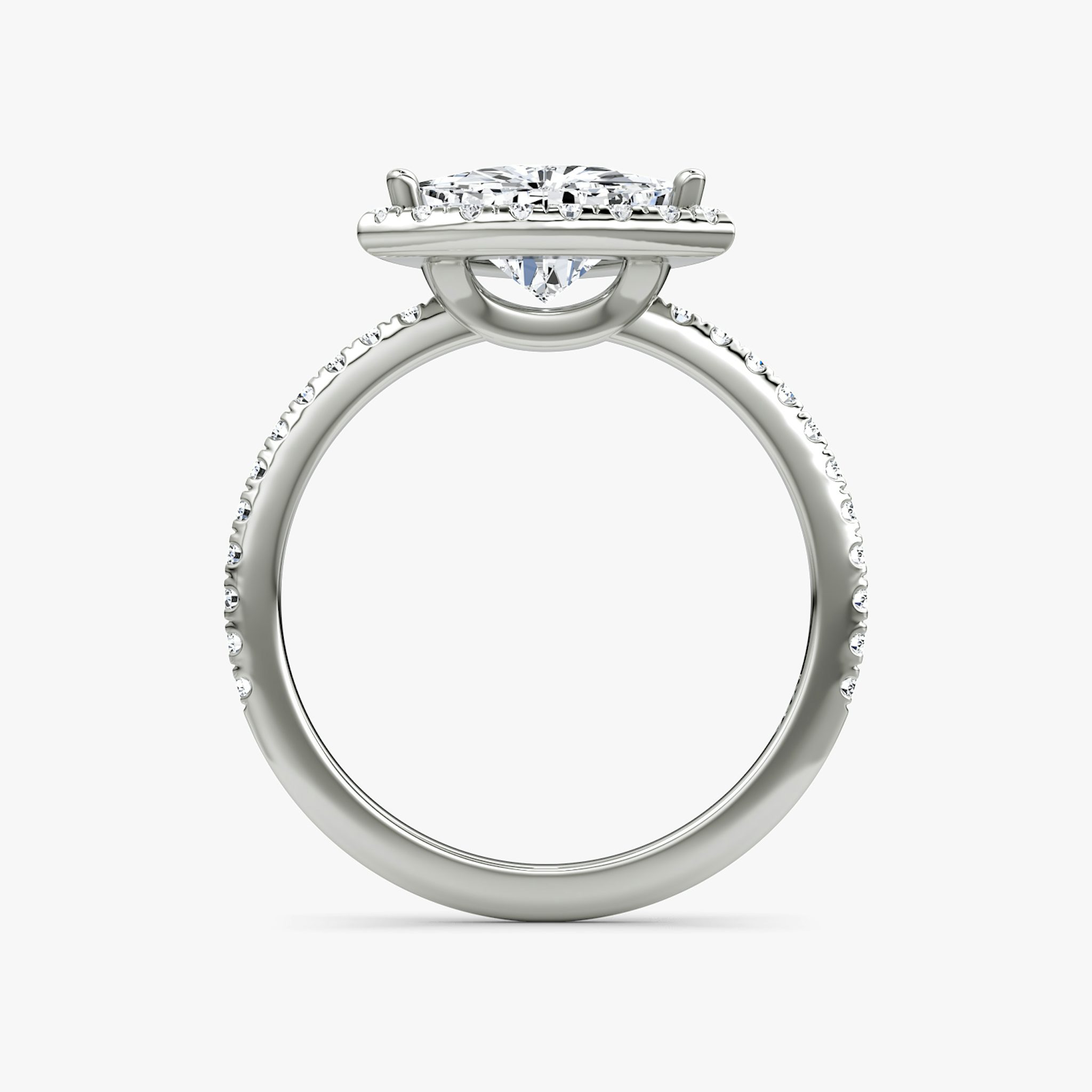 The Halo | Trillion | Platinum | bandAccent: Pavé | haloSize: original | diamondOrientation: vertical | caratWeight: other
