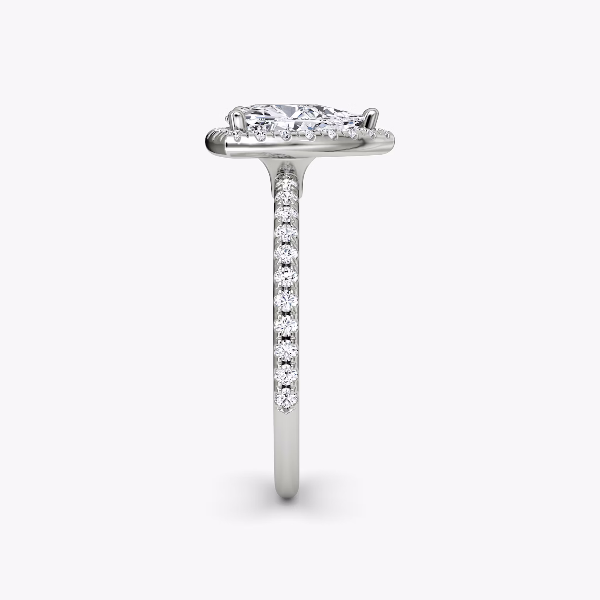 The Halo | Trillion | Platinum | bandAccent: Pavé | haloSize: original | diamondOrientation: vertical | caratWeight: other