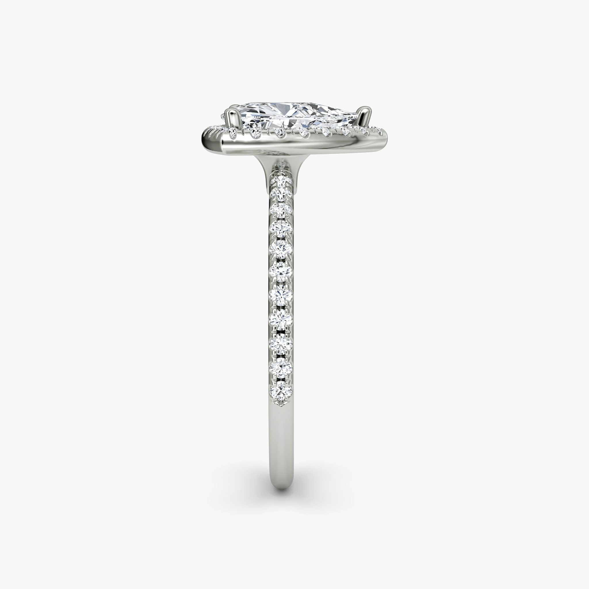 The Halo | Trillion | Platinum | bandAccent: Pavé | haloSize: original | diamondOrientation: vertical | caratWeight: other