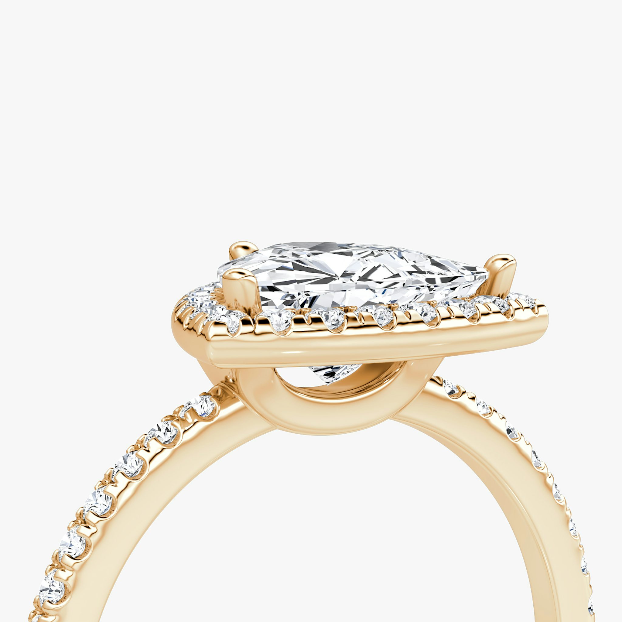 The Halo | Trillion | 14k | Rose Gold | bandAccent: Pavé | haloSize: original | diamondOrientation: vertical | caratWeight: other