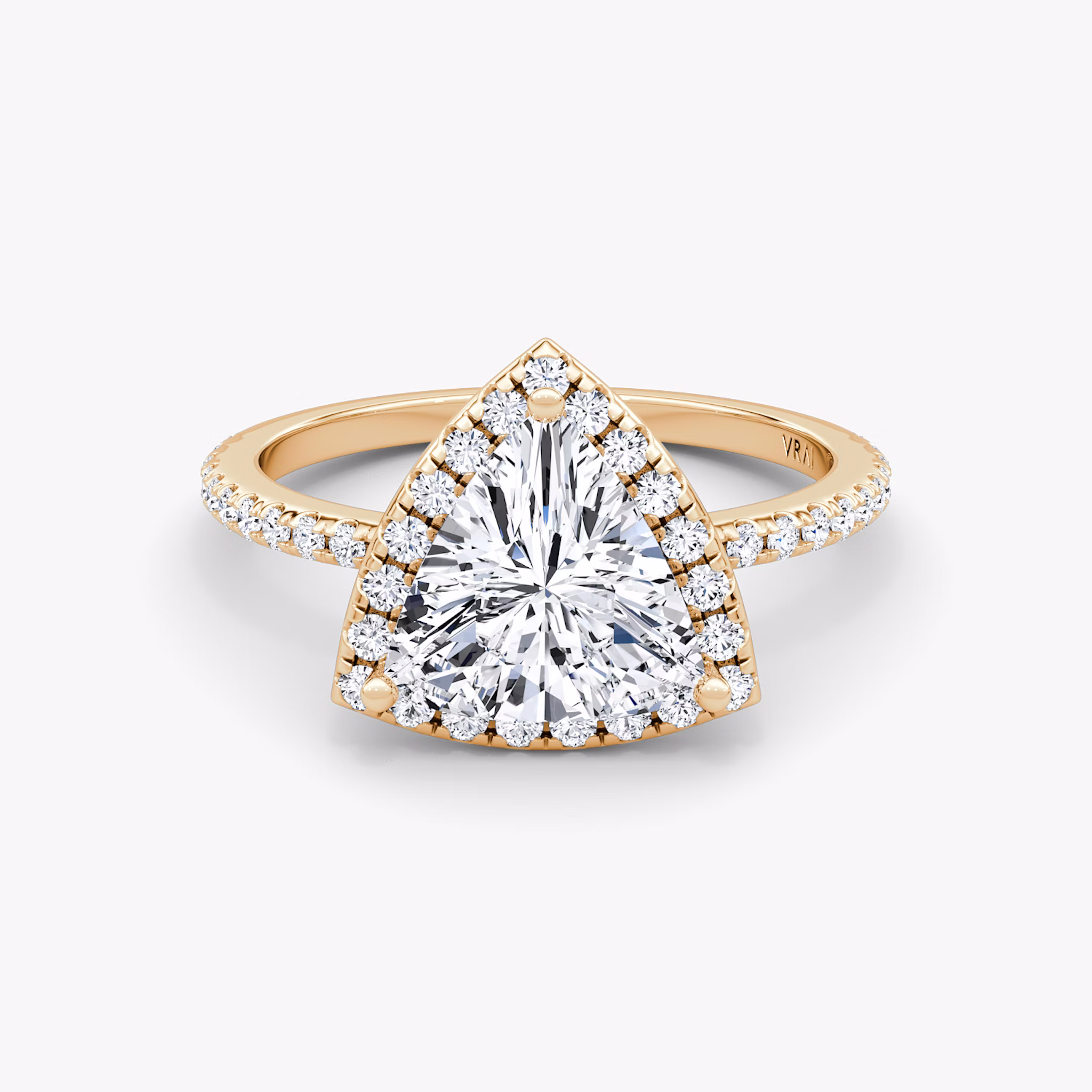 The Halo | Trillion | 14k | Rose Gold | bandAccent: Pavé | haloSize: original | diamondOrientation: vertical | caratWeight: other