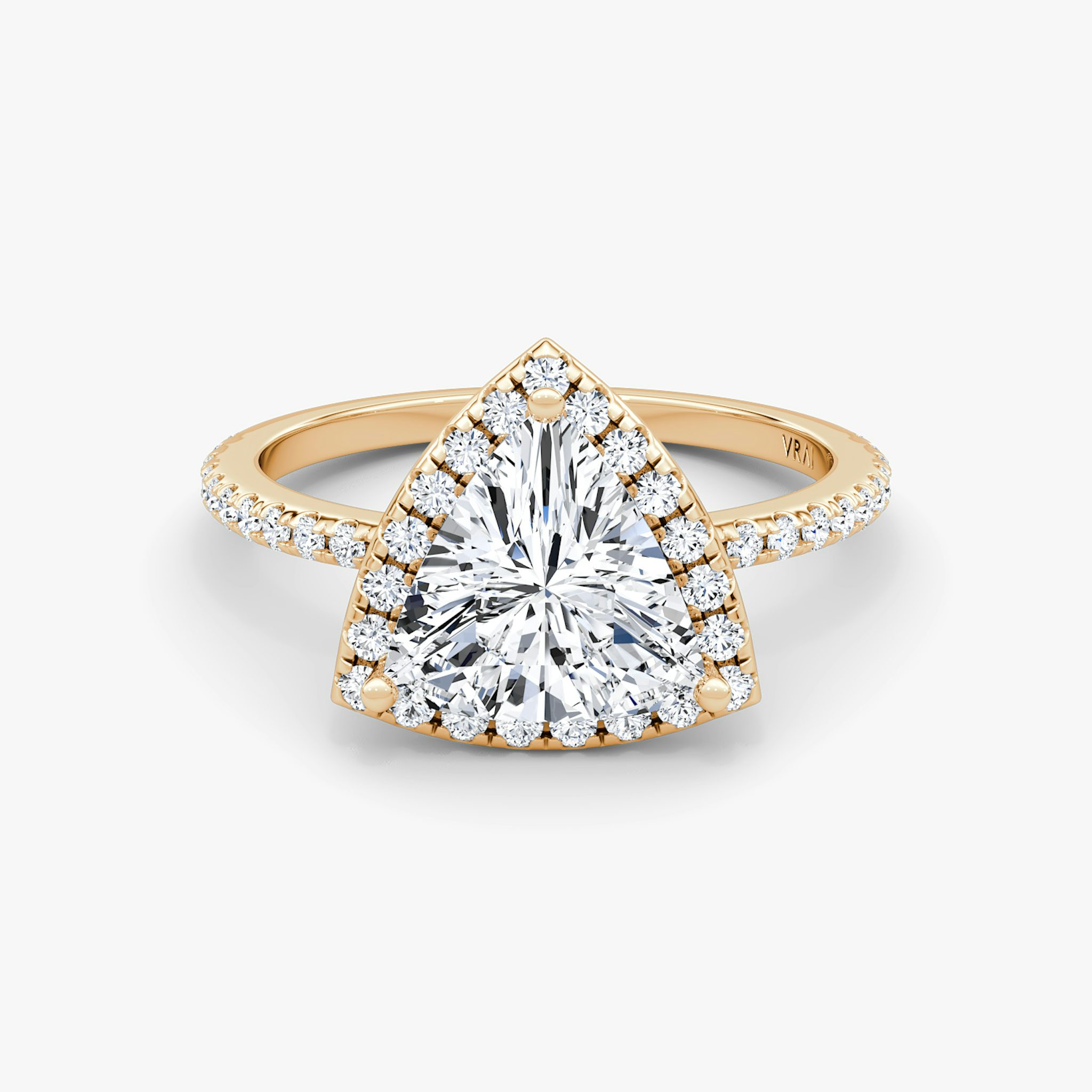 The Halo | Trillion | 14k | Rose Gold | bandAccent: Pavé | haloSize: original | diamondOrientation: vertical | caratWeight: other