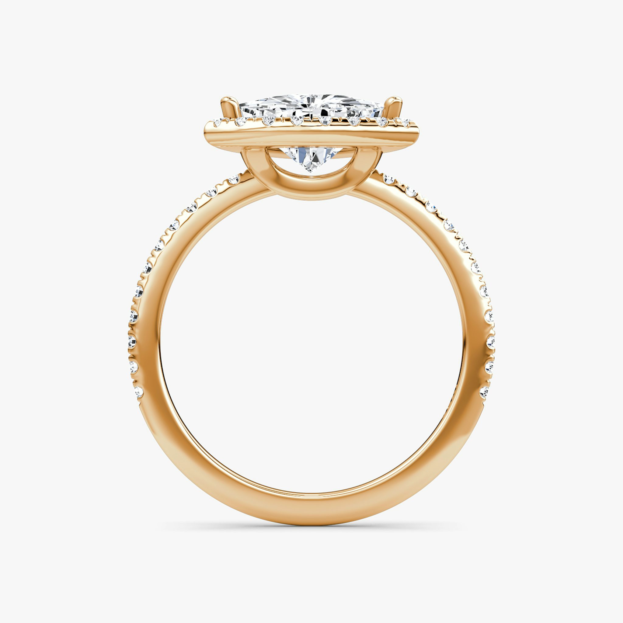 The Halo | Trillion | 14k | Rose Gold | bandAccent: Pavé | haloSize: original | diamondOrientation: vertical | caratWeight: other