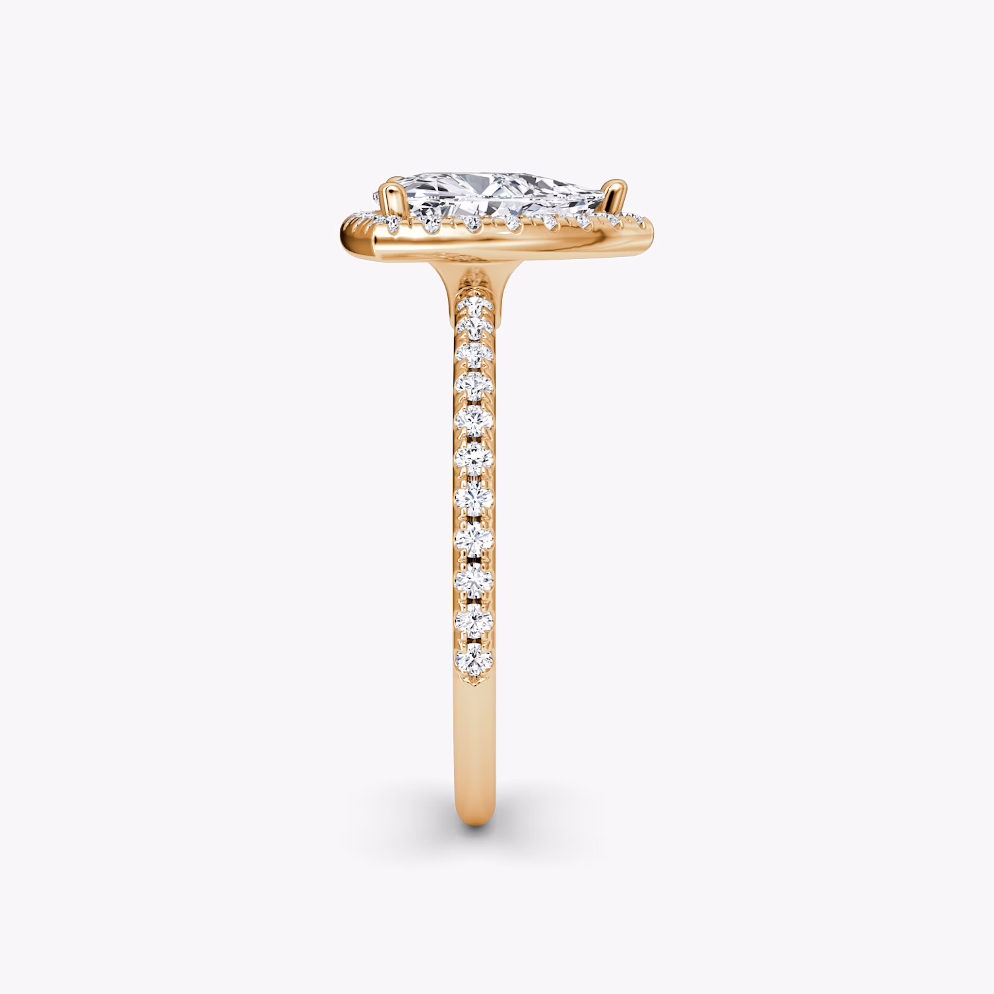 The Halo | Trillion | 14k | Rose Gold | bandAccent: Pavé | haloSize: original | diamondOrientation: vertical | caratWeight: other