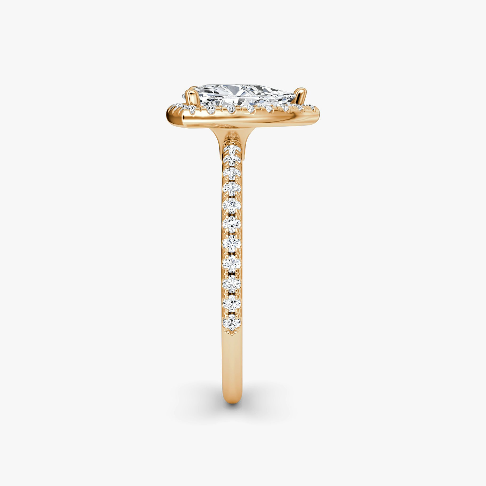 The Halo | Trillion | 14k | Rose Gold | bandAccent: Pavé | haloSize: original | diamondOrientation: vertical | caratWeight: other