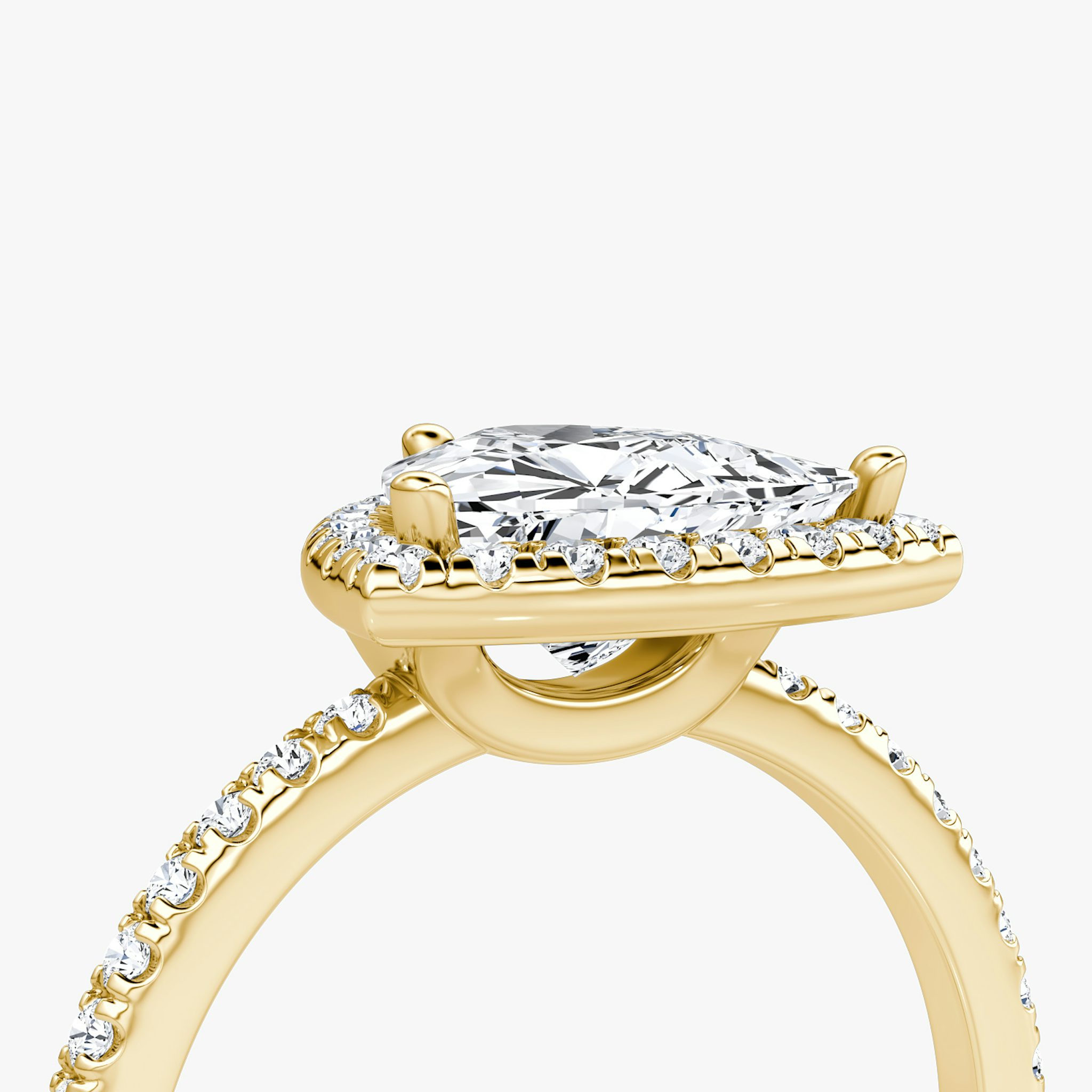 The Halo | Trillion | 18k | Yellow Gold | bandAccent: Pavé | haloSize: original | diamondOrientation: vertical | caratWeight: other