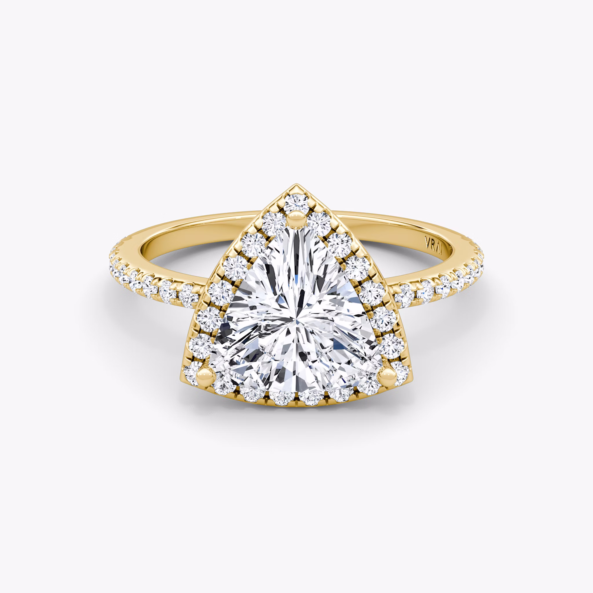 The Halo | Trillion | 18k | Yellow Gold | bandAccent: Pavé | haloSize: original | diamondOrientation: vertical | caratWeight: other