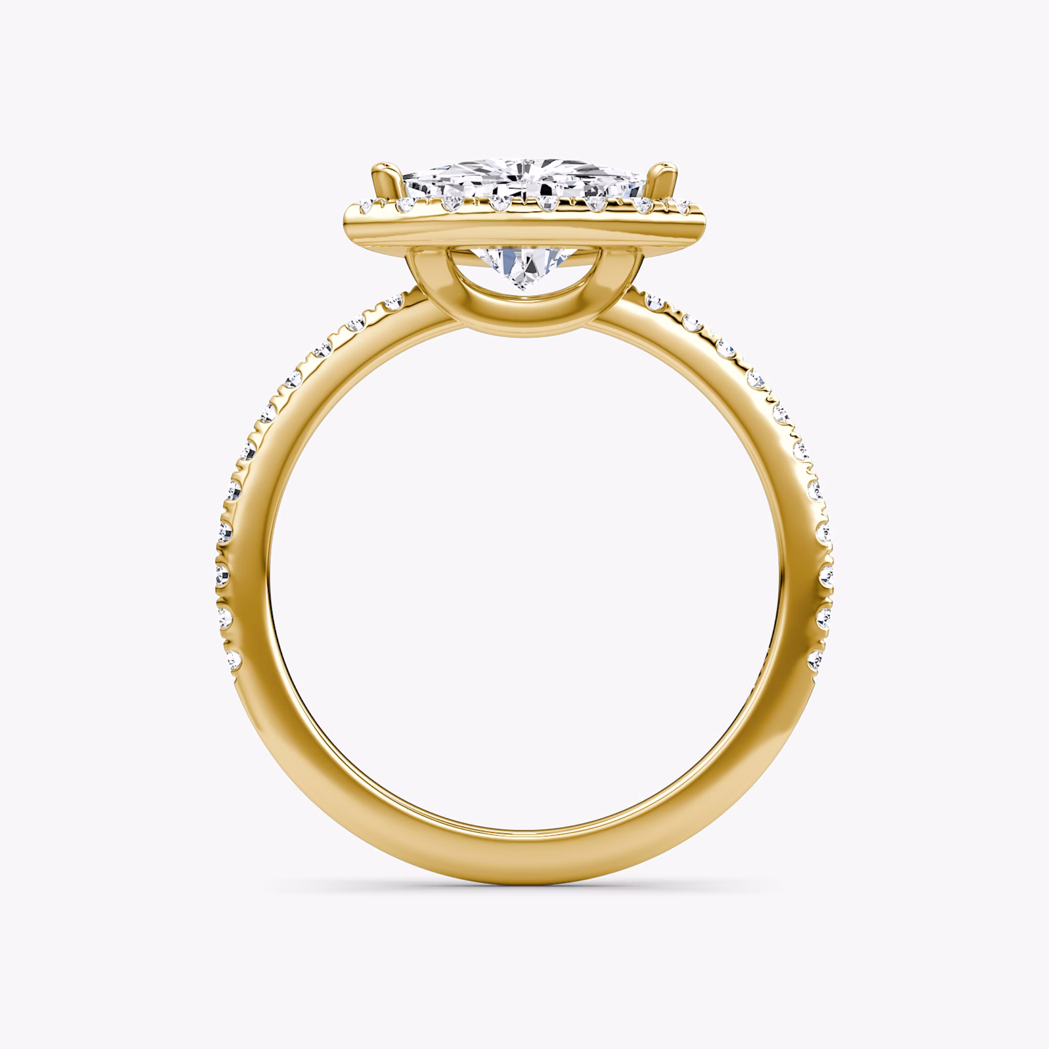 The Halo | Trillion | 18k | Yellow Gold | bandAccent: Pavé | haloSize: original | diamondOrientation: vertical | caratWeight: other
