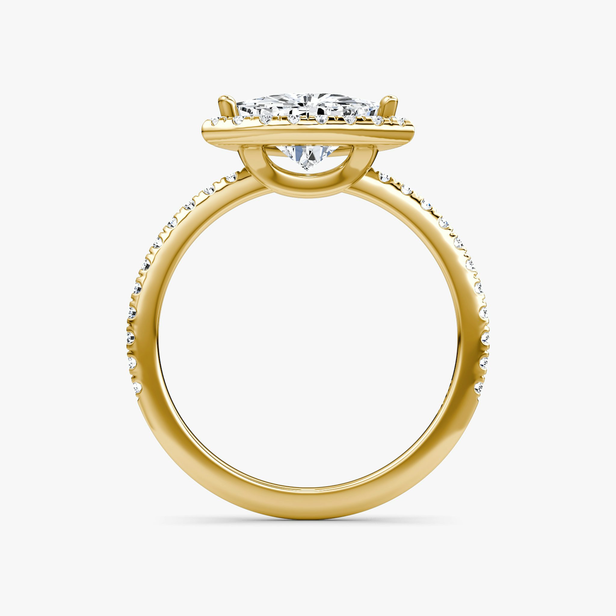 The Halo | Trillion | 18k | Yellow Gold | bandAccent: Pavé | haloSize: original | diamondOrientation: vertical | caratWeight: other